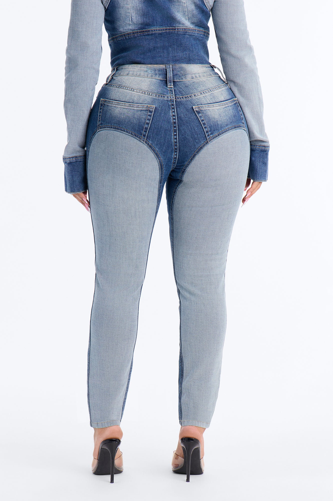 Tall Coronado Two Tone Moto Skinny Jeans - Medium Wash
