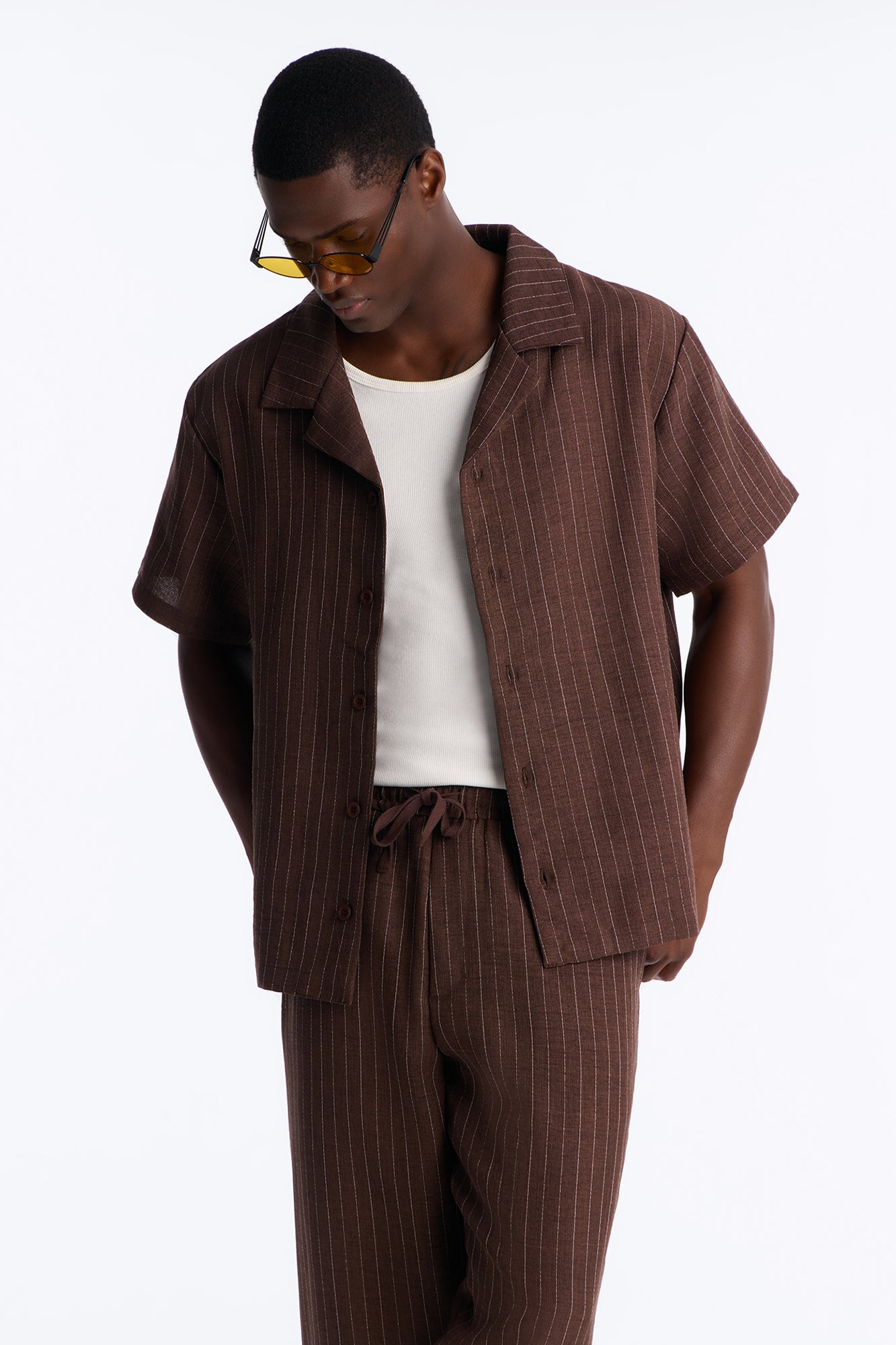 Off Stitch Relaxed Cuban Collar Shirt - Brown/combo