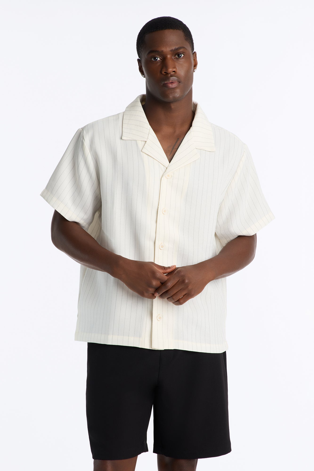 Off Stitch Relaxed Cuban Collar Shirt - Cream/combo