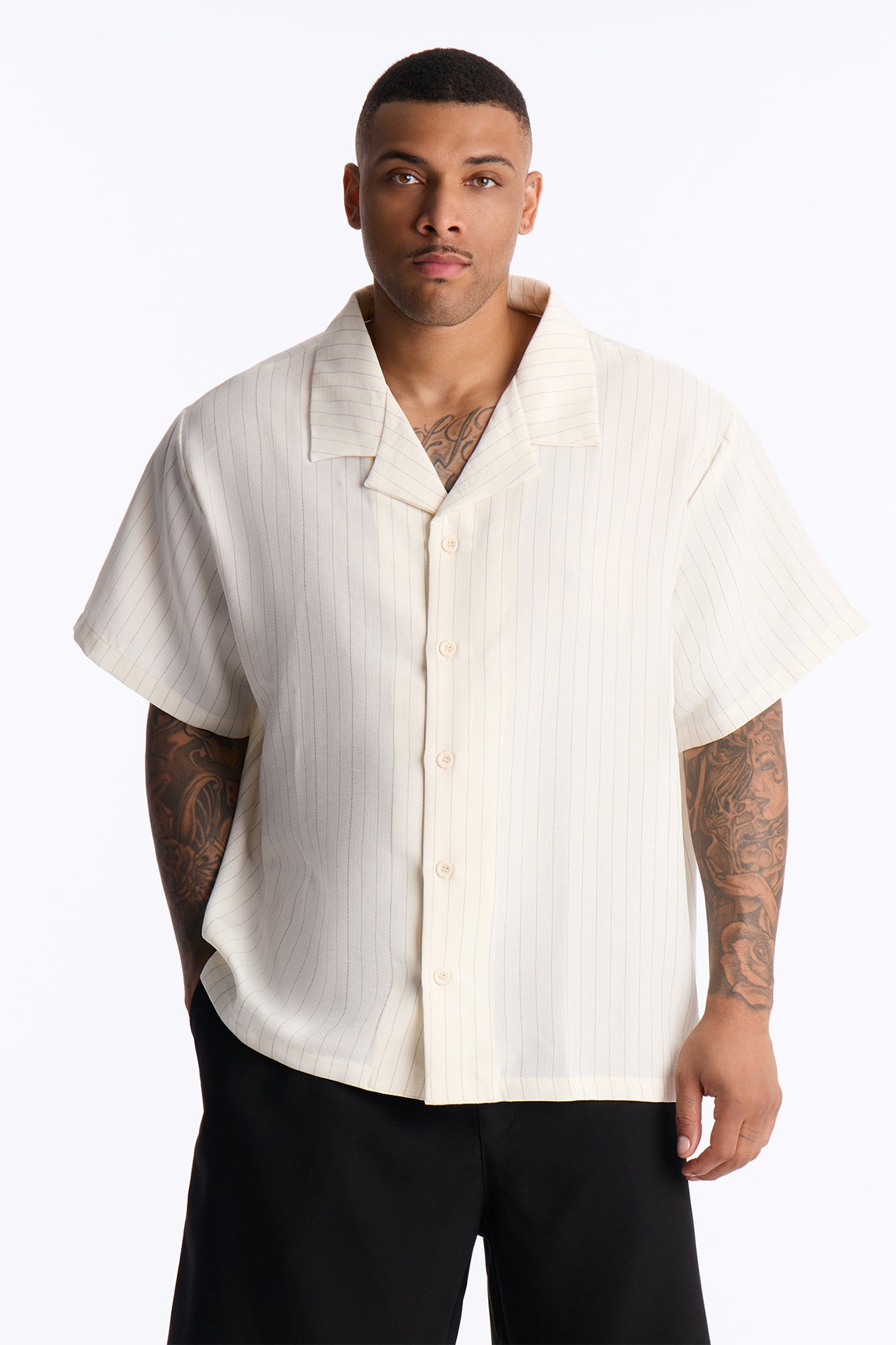 Off Stitch Relaxed Cuban Collar Shirt - Cream/combo
