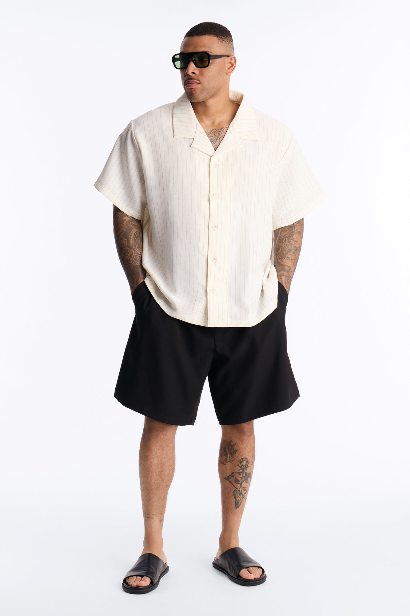 Off Stitch Relaxed Cuban Collar Shirt - Cream/combo