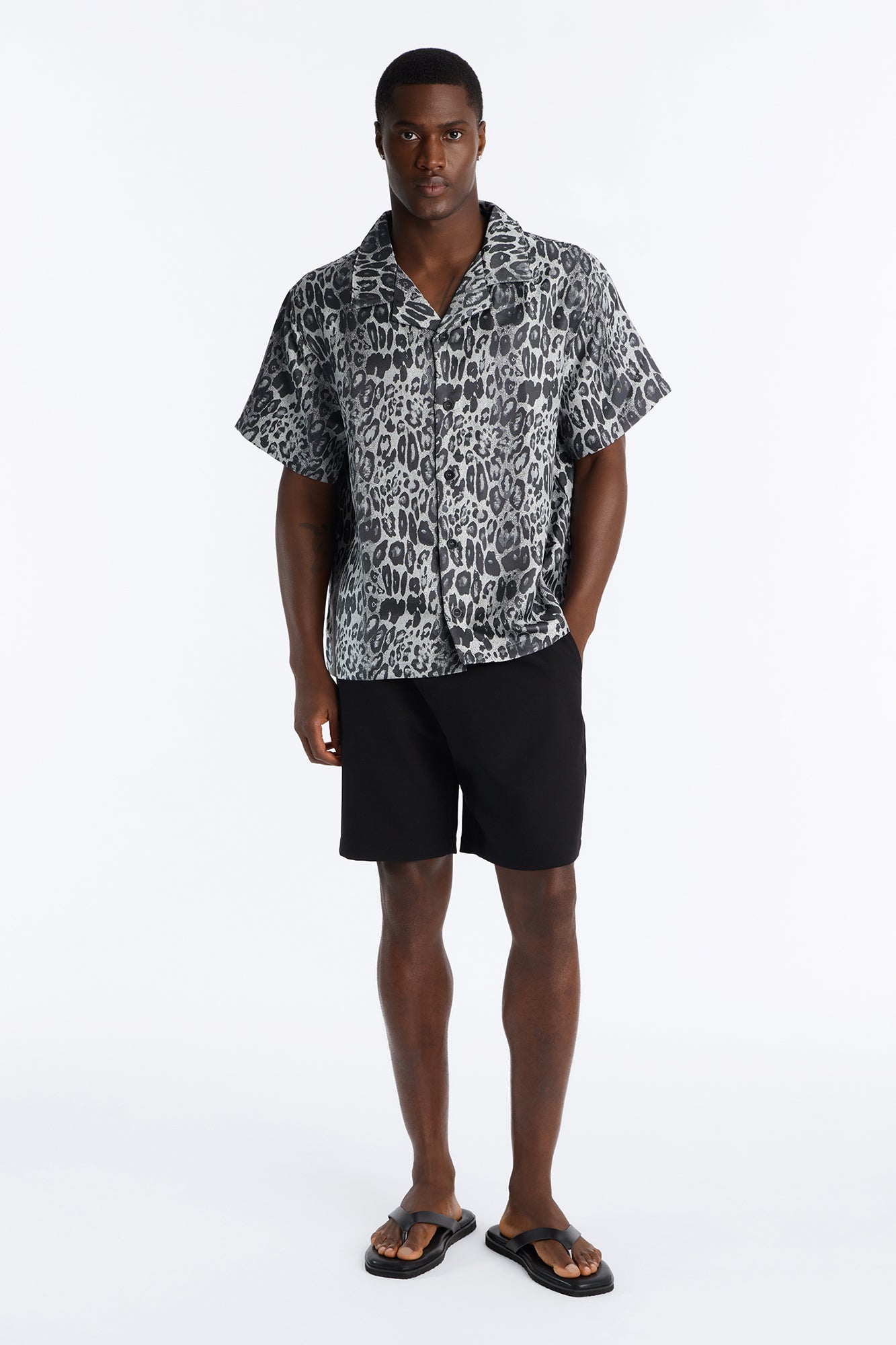 Night Prowl Relaxed Cuban Collar Shirt - Grey/combo