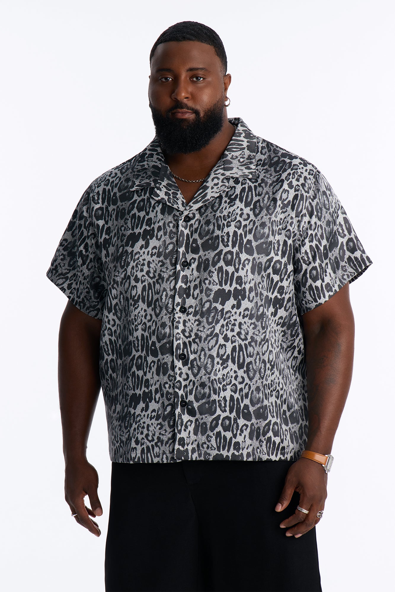 Night Prowl Relaxed Cuban Collar Shirt - Grey/combo