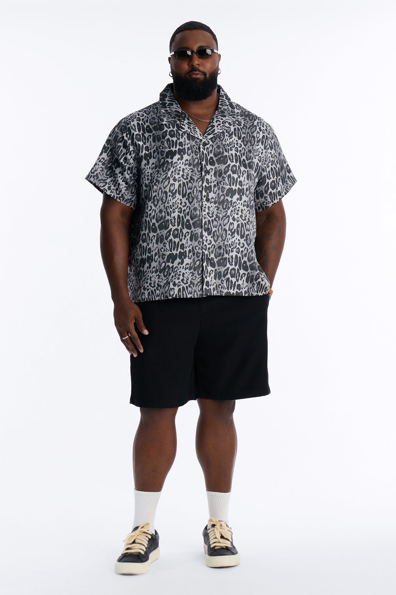 Night Prowl Relaxed Cuban Collar Shirt - Grey/combo
