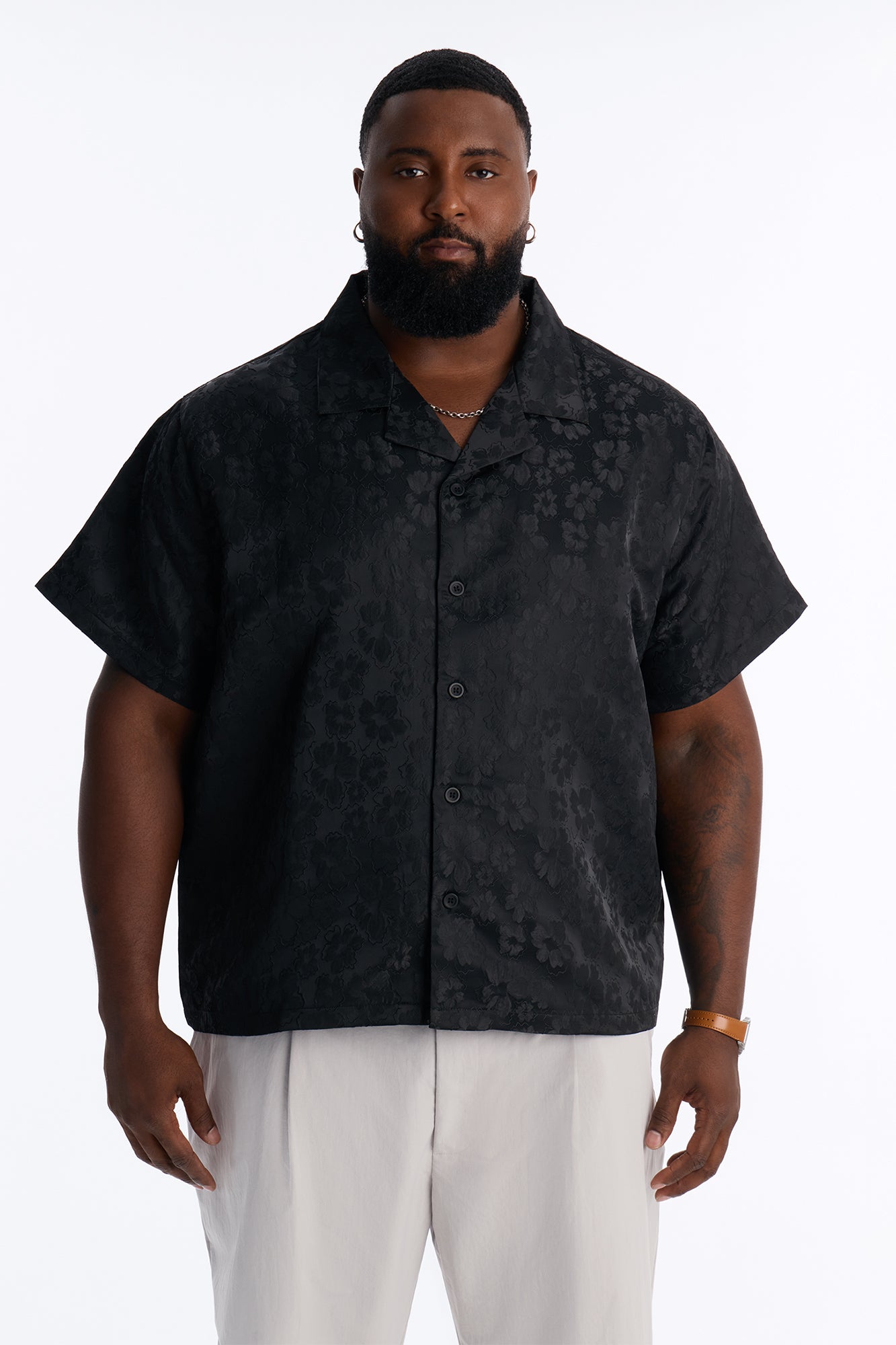 Lotto Floral Relaxed Cuban Collar Shirt - Black