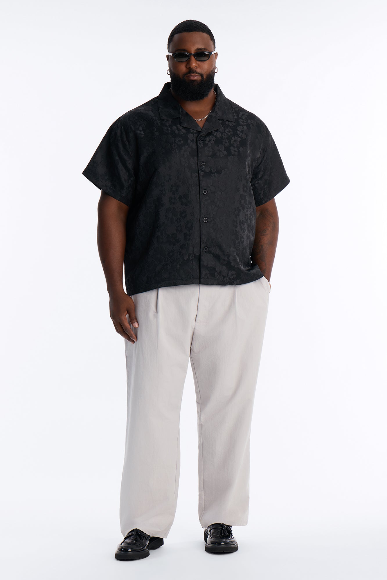 Lotto Floral Relaxed Cuban Collar Shirt - Black