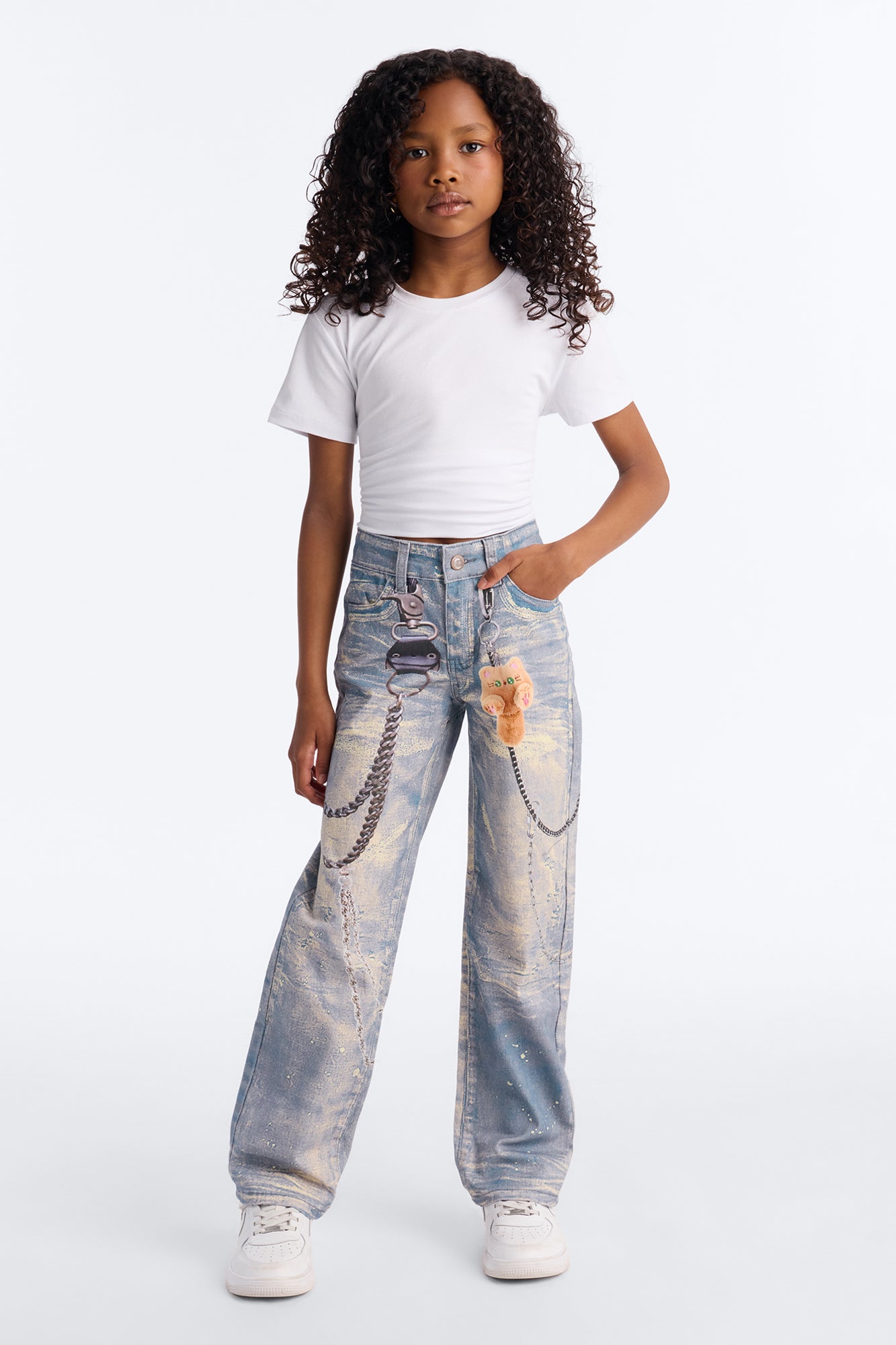Mini Always Adorable Printed Straight Leg Jeans - Light Wash