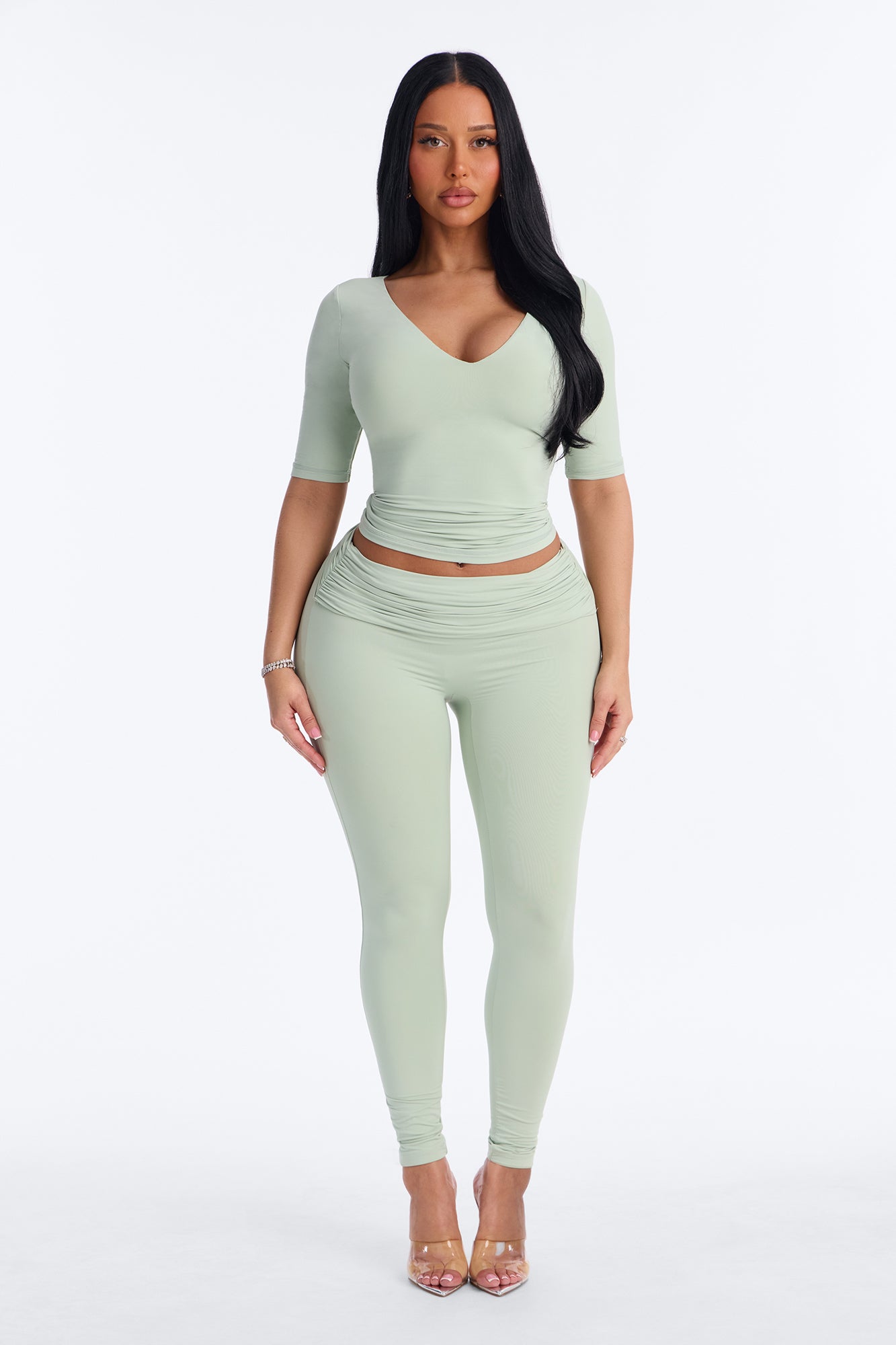 Second Skin Deep U Neck Elbow Sleeve Top - Mint
