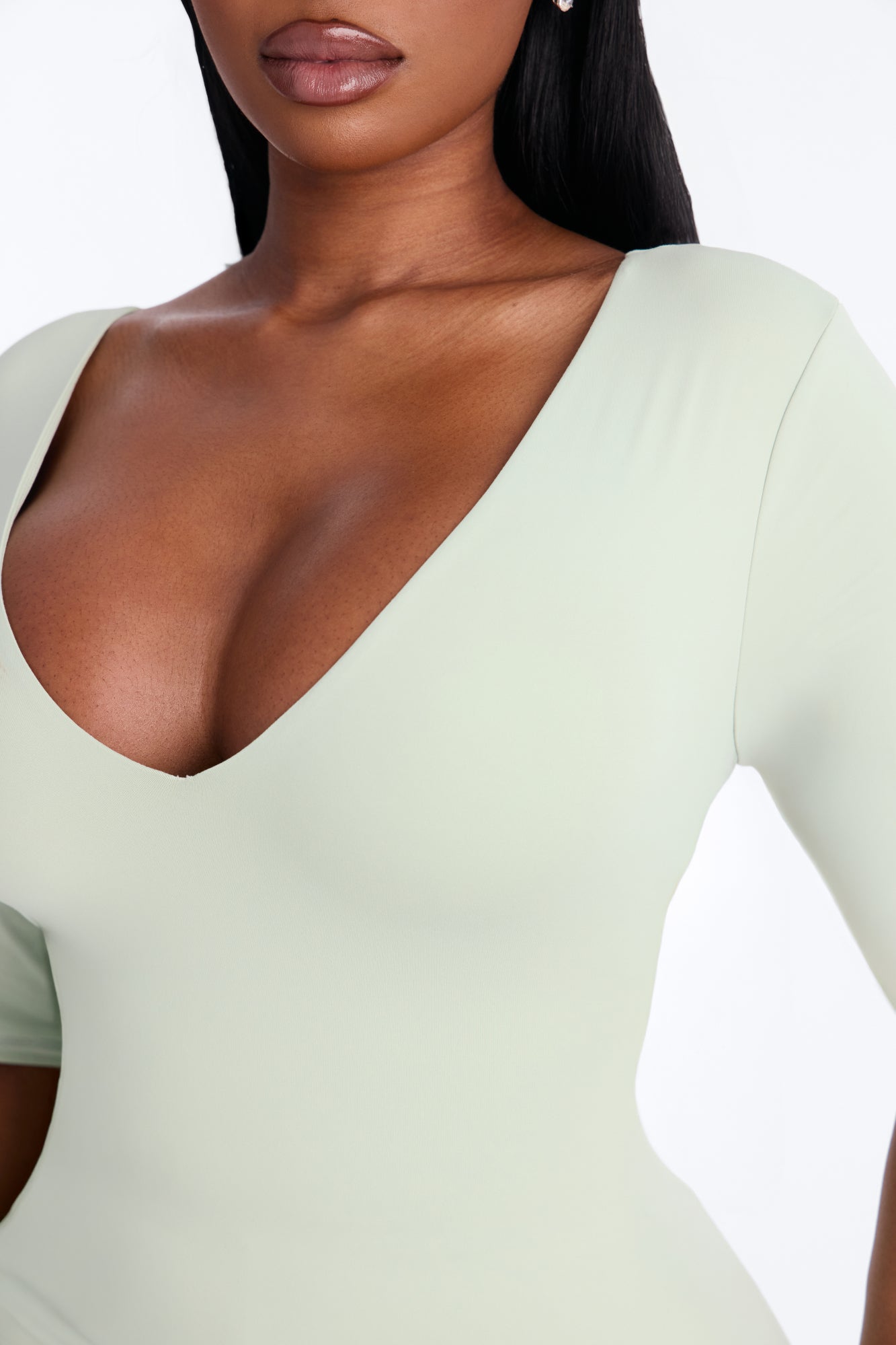 Second Skin Deep U Neck Elbow Sleeve Top - Mint