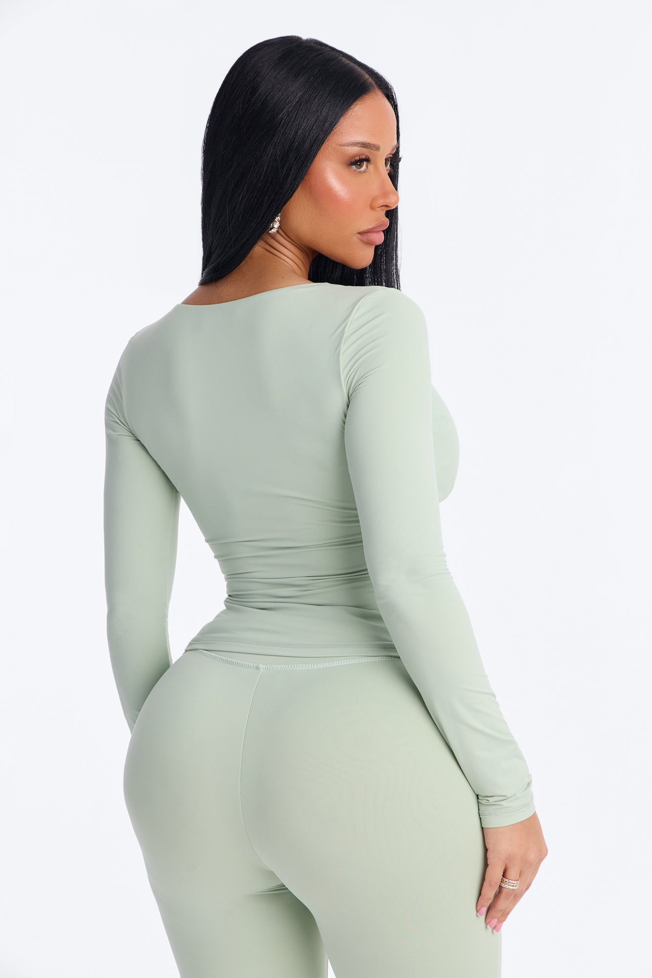 Second Skin Double Lined Bra Pad V Neck Top - Mint