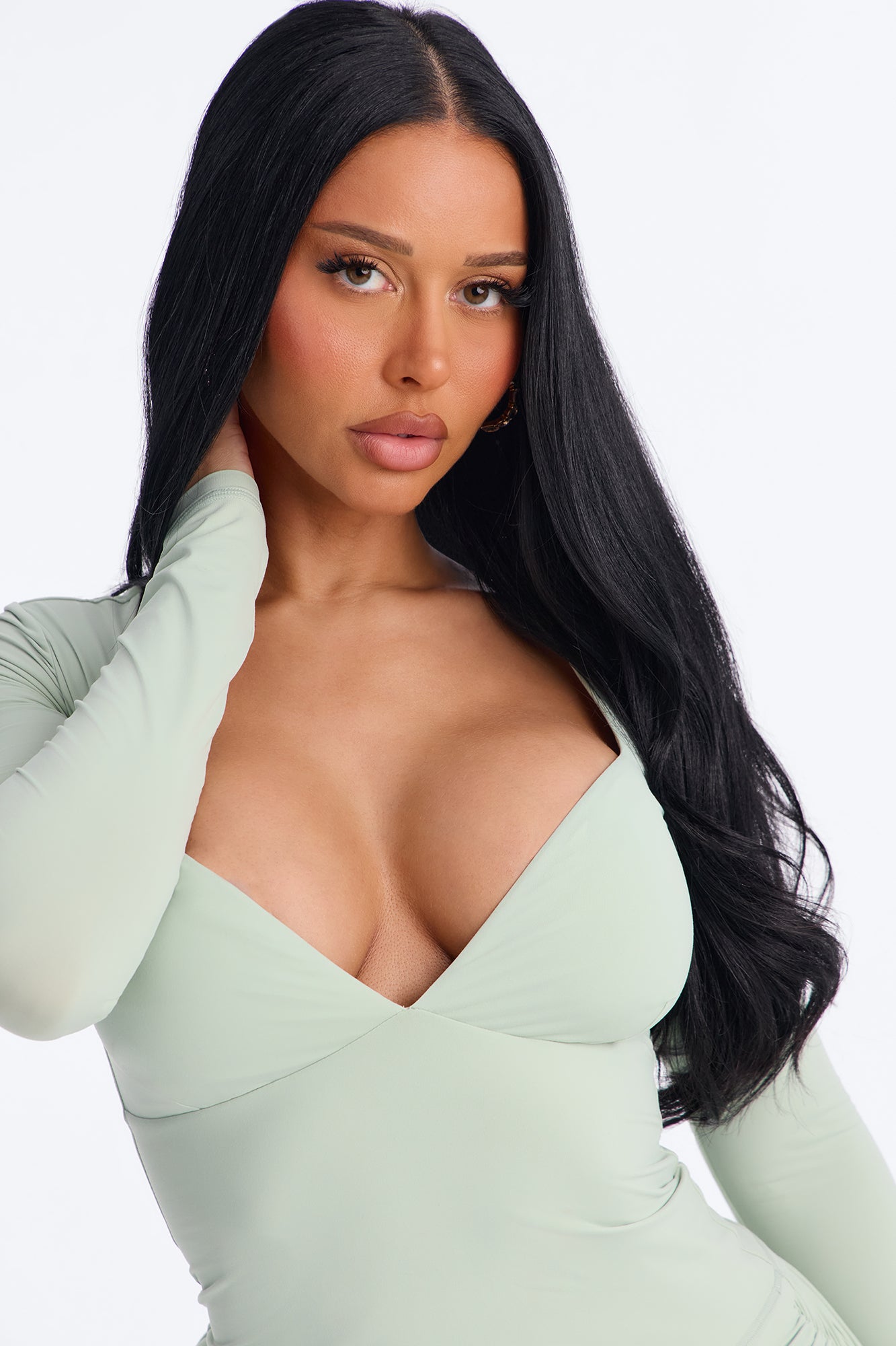 Second Skin Double Lined Bra Pad V Neck Top - Mint