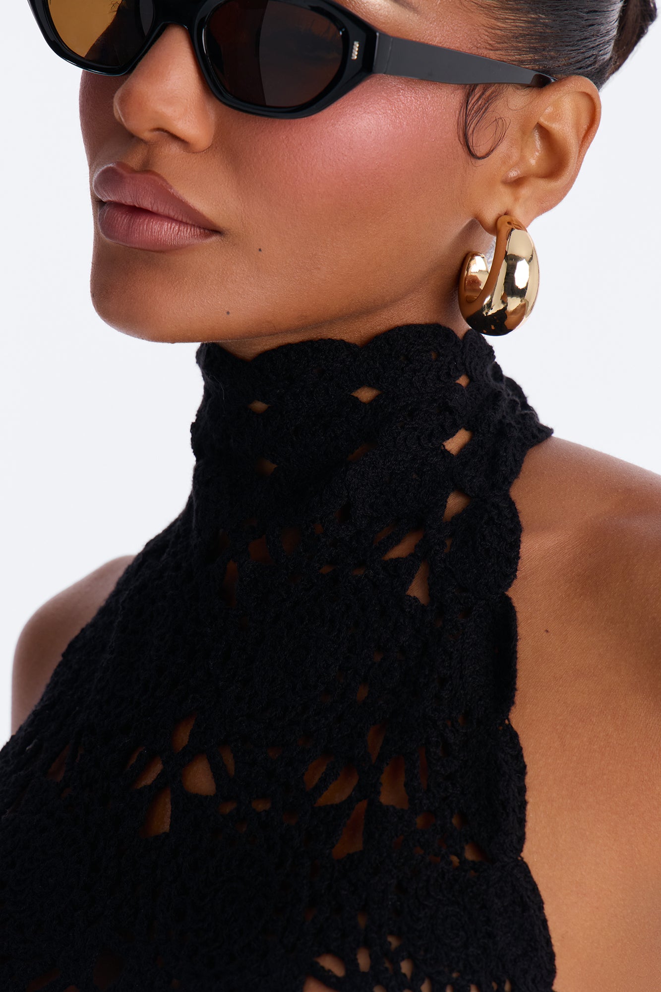 Jolene Crochet Halter Top - Black