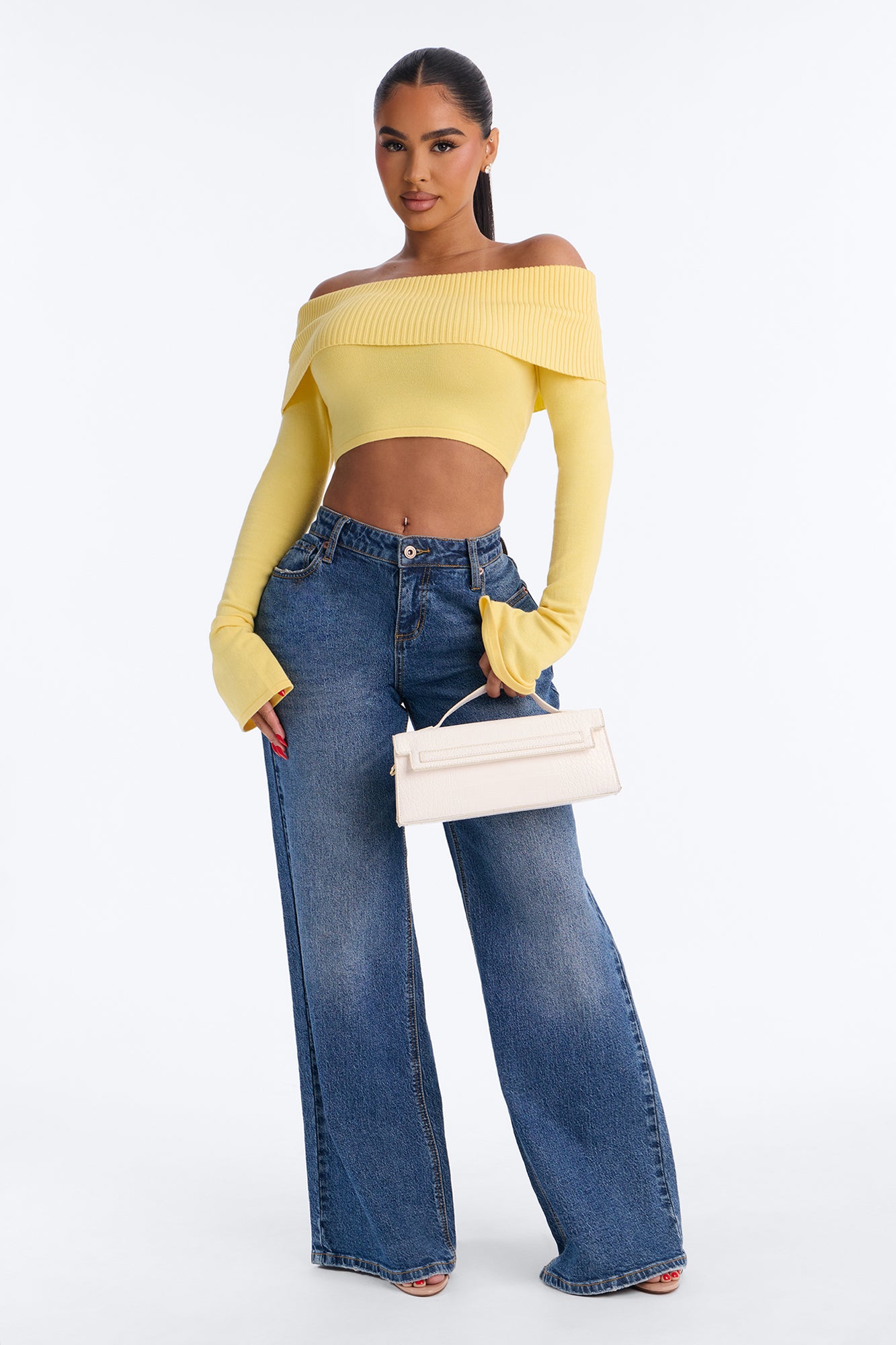 Polly Off Shoulder Sweater - Butter Yellow