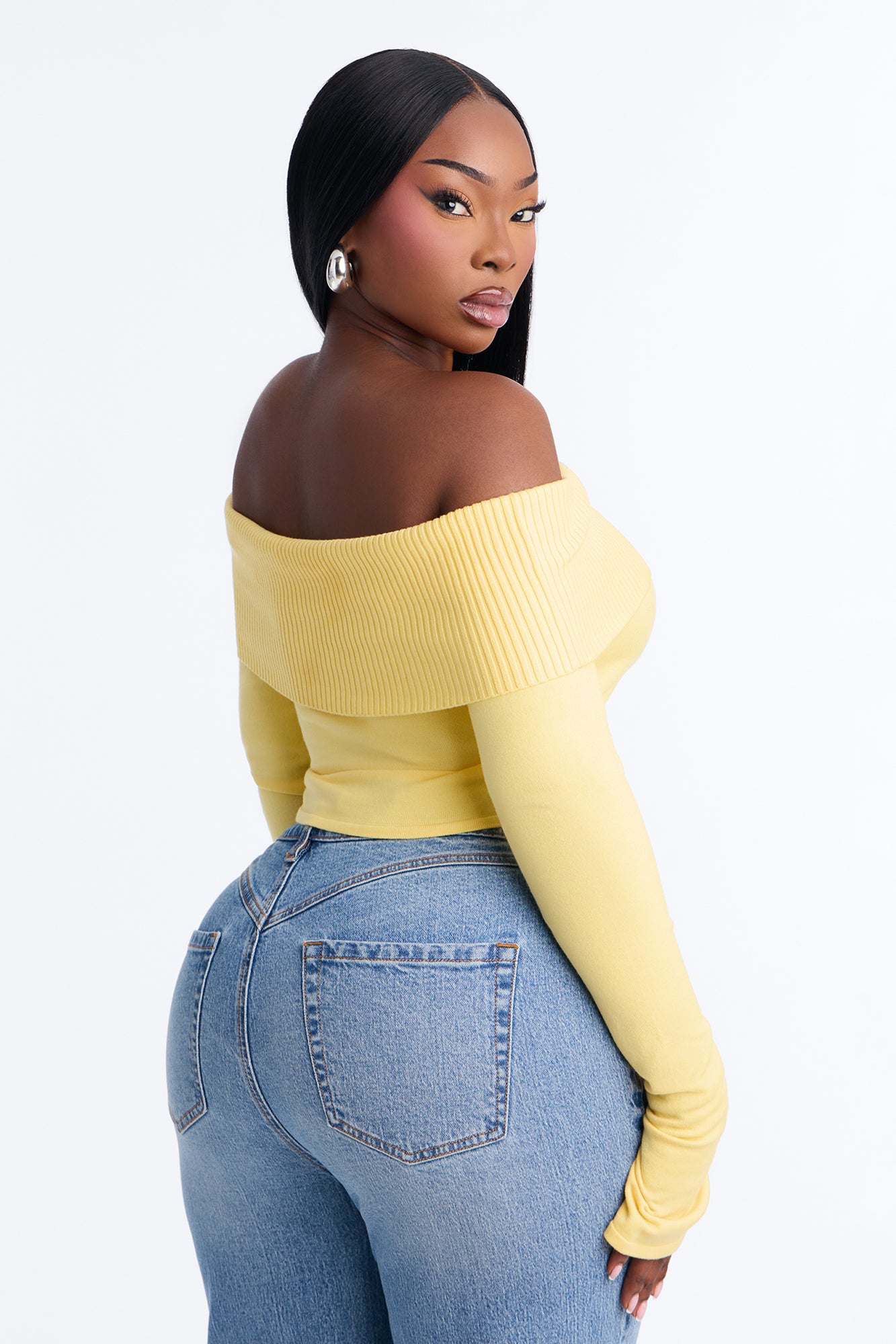 Polly Off Shoulder Sweater - Butter Yellow