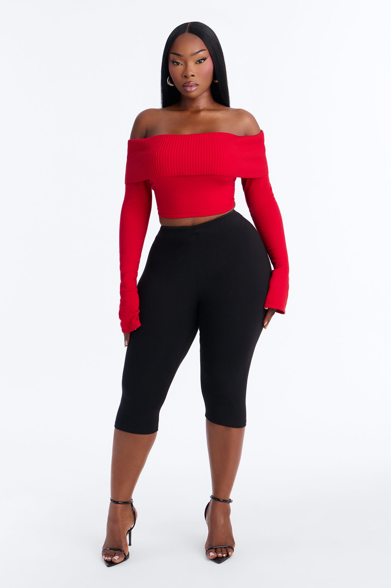 Polly Off Shoulder Sweater - Red