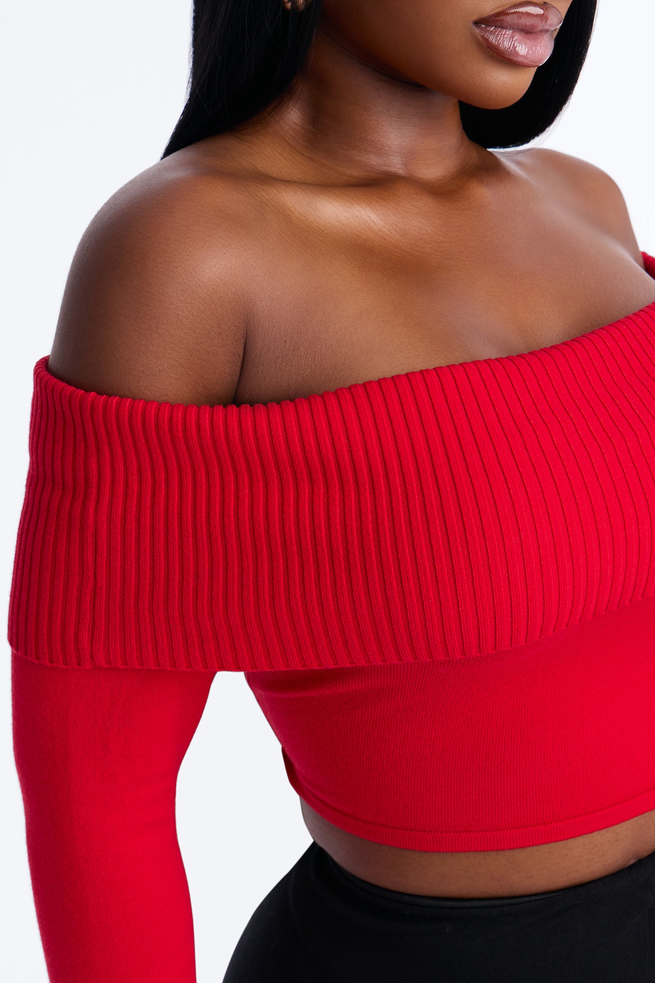 Polly Off Shoulder Sweater - Red
