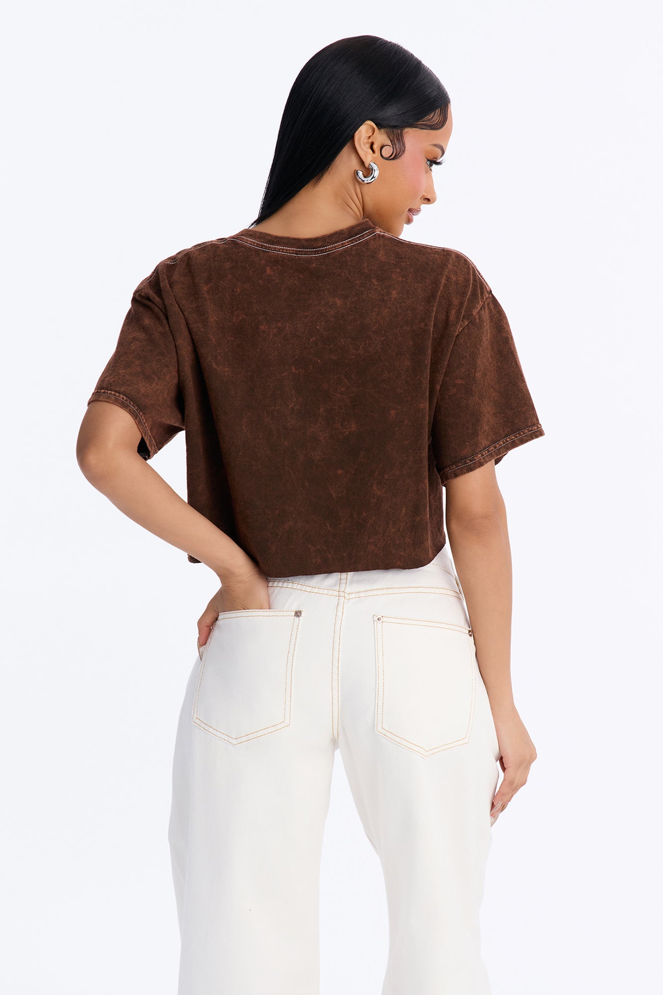 Jesus Is The Light Washed Cropped Tee - Brown