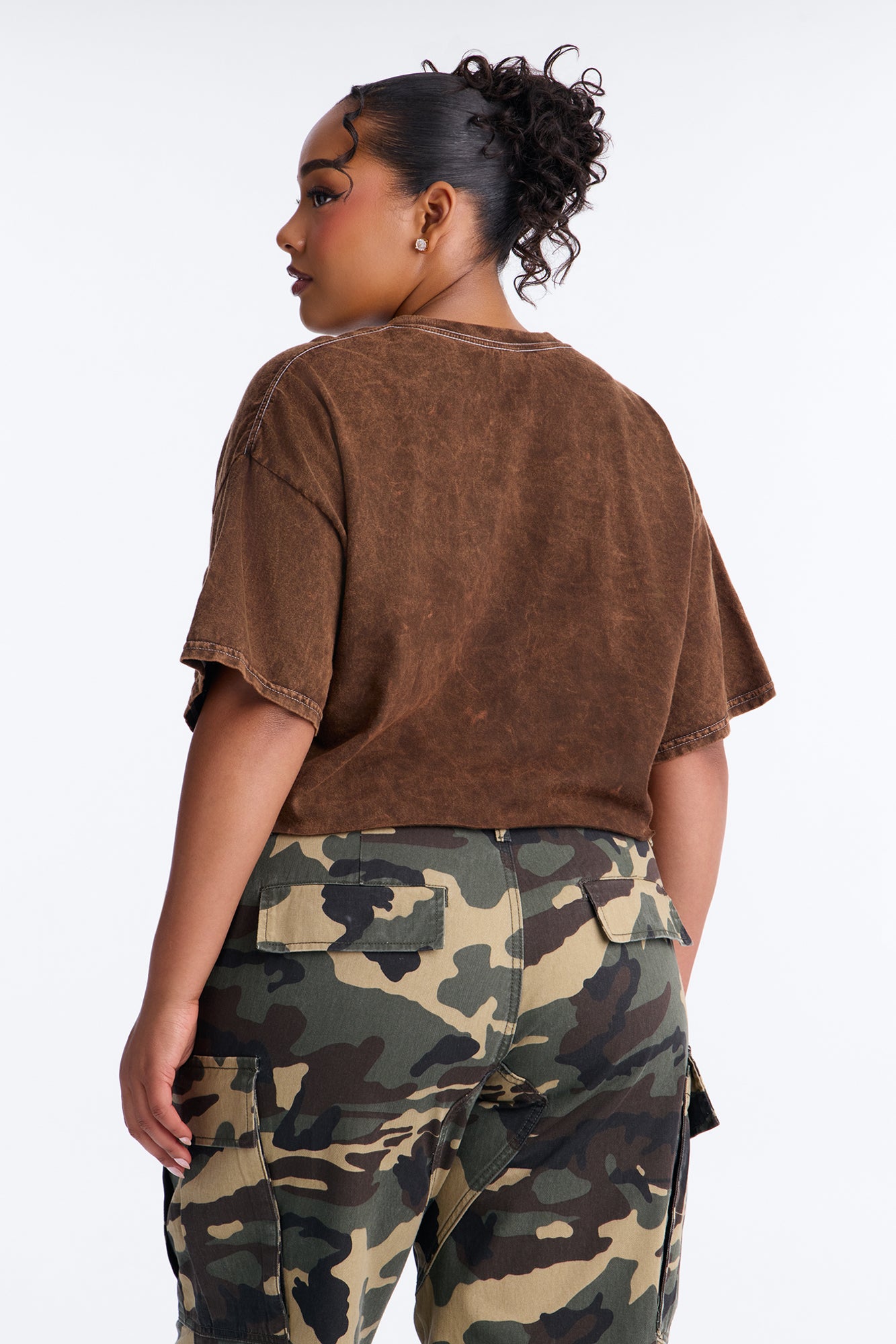 Jesus Is The Light Washed Cropped Tee - Brown