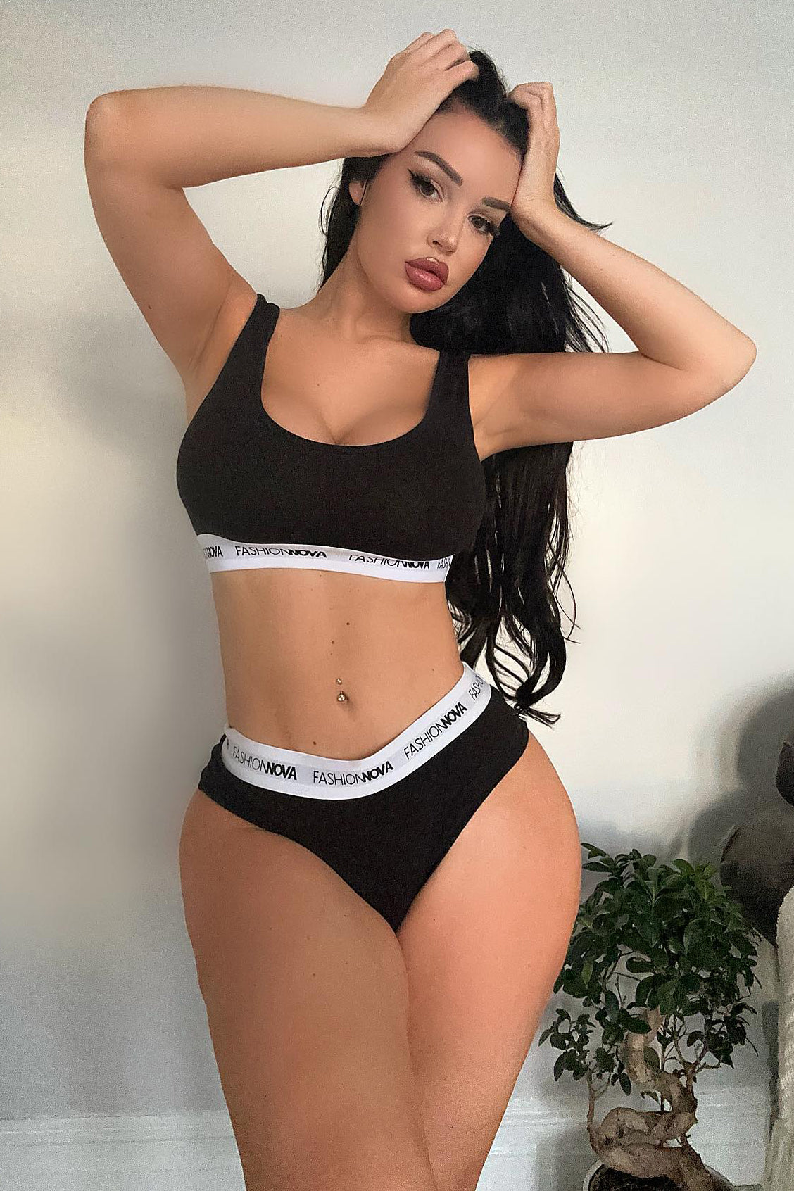 Fashion Nova Bralette And Panty Set - Black/White