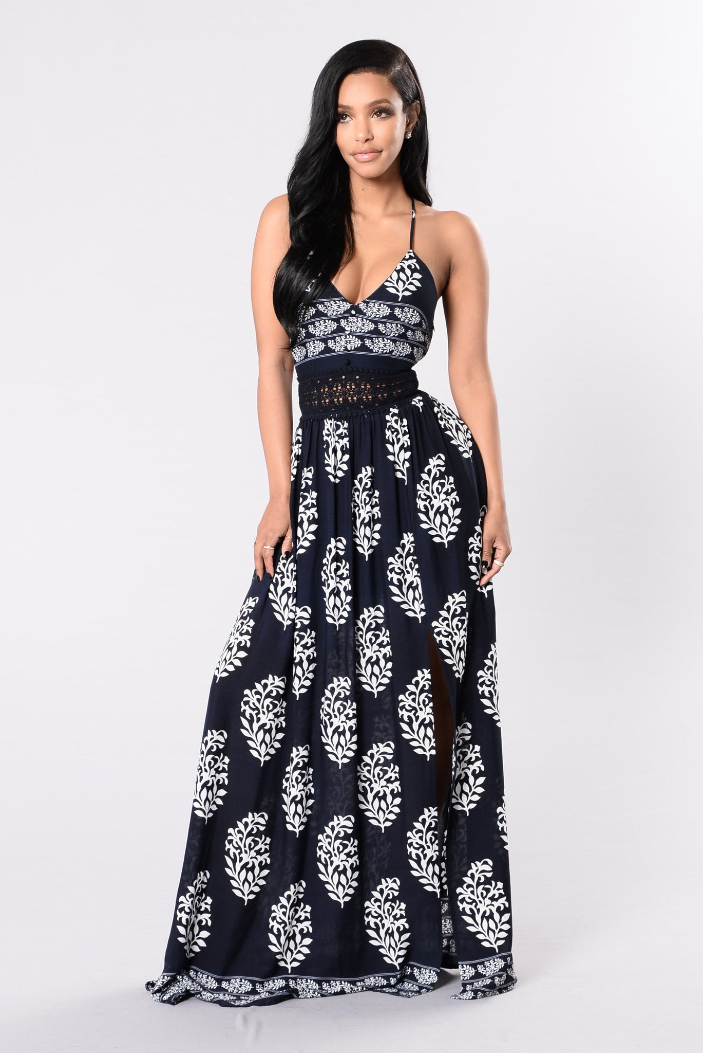 Holy Slit Dress - Navy