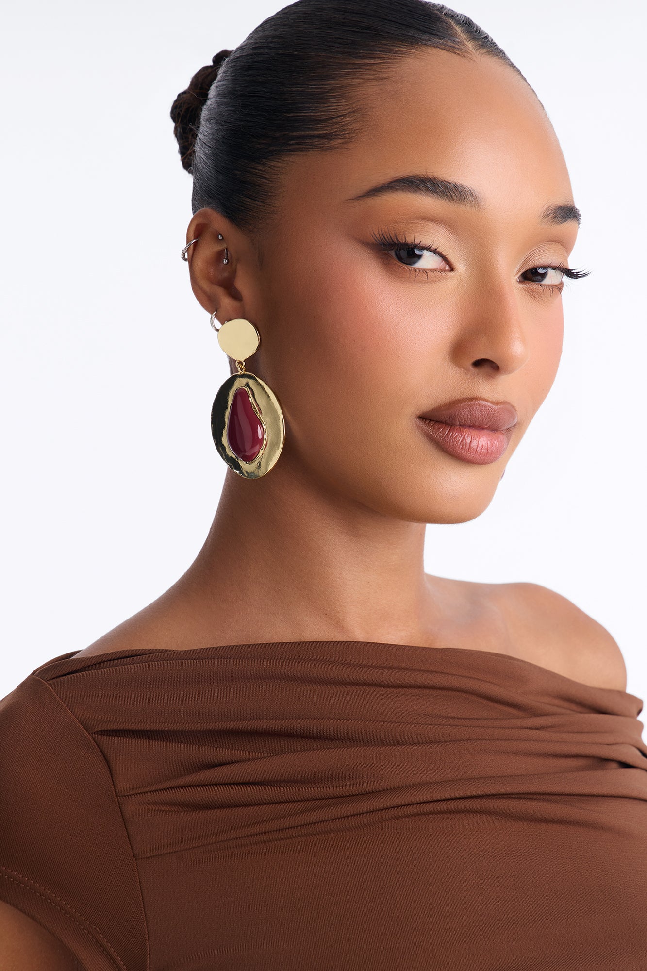 Alora Drop Earrings - Burgundy/combo