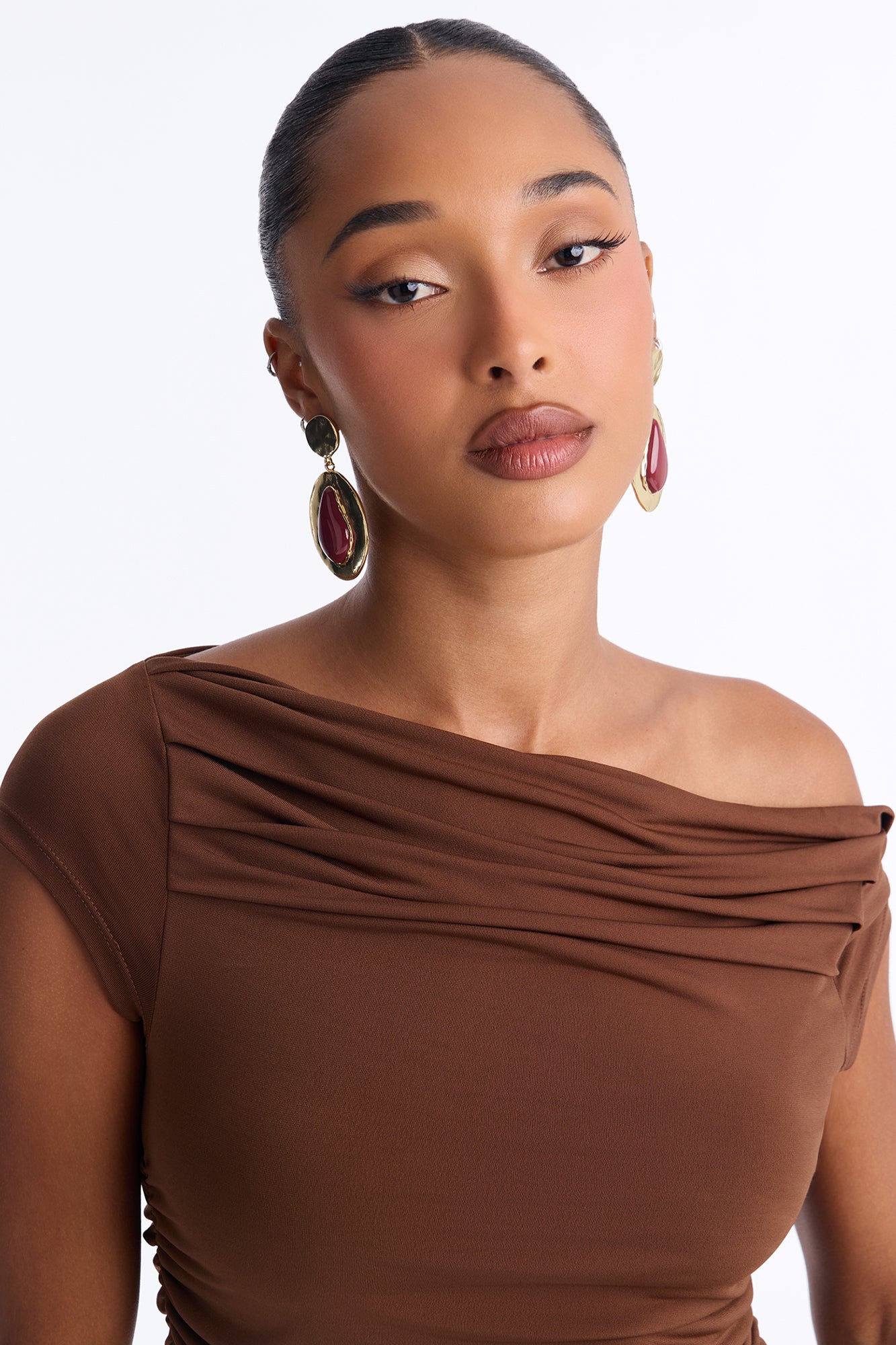 Alora Drop Earrings - Burgundy/combo