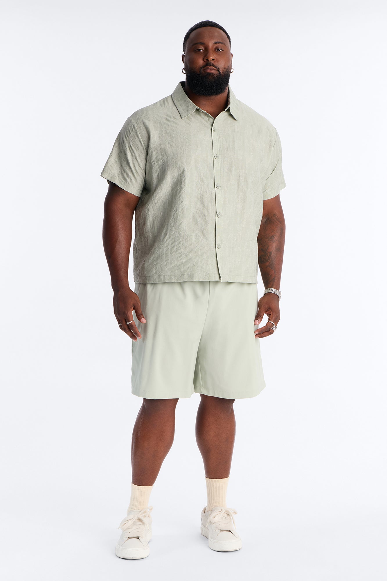 Savanna Textured Button Up Shirt - Sage