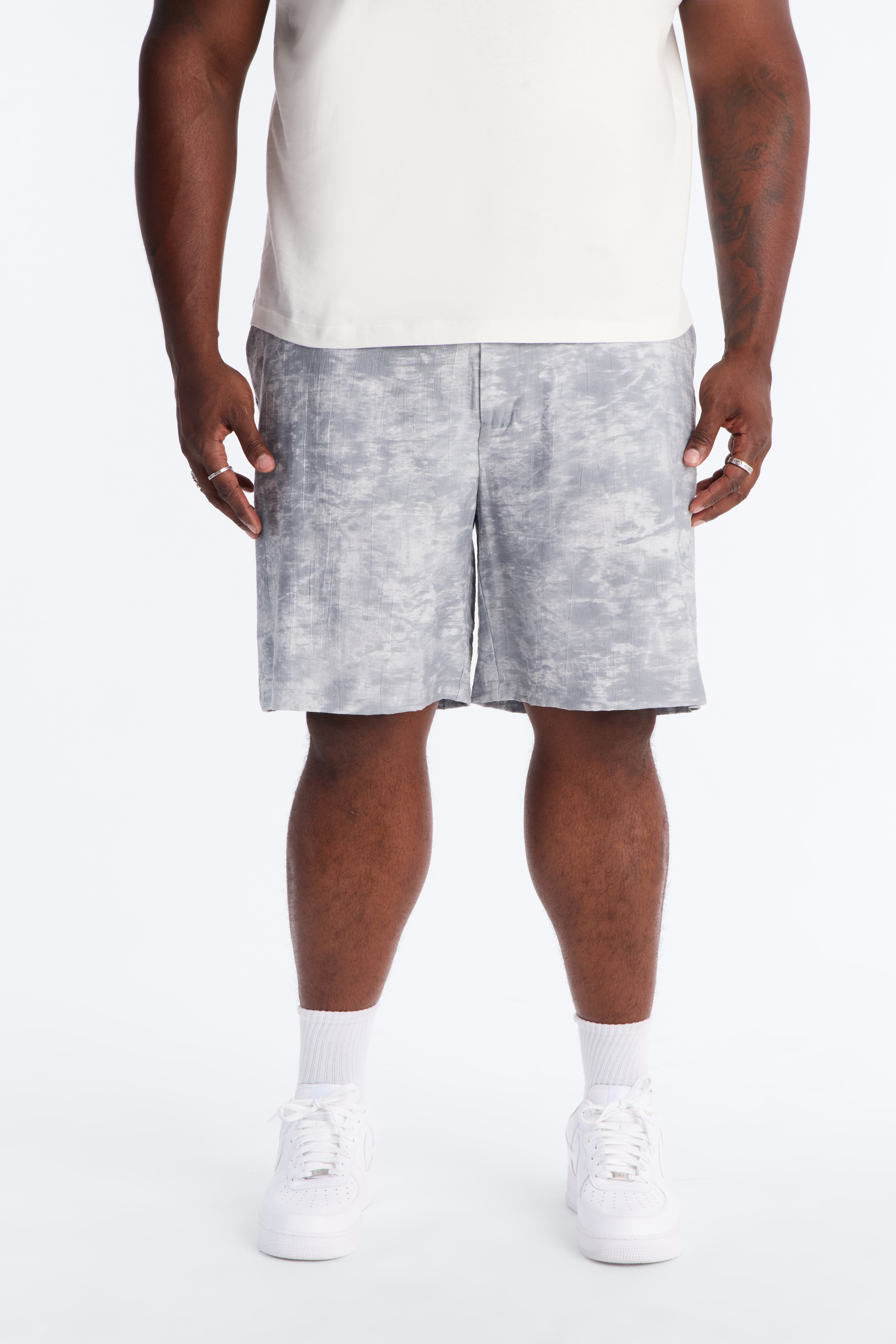 Marble Wash Relaxed Short - Grey/combo