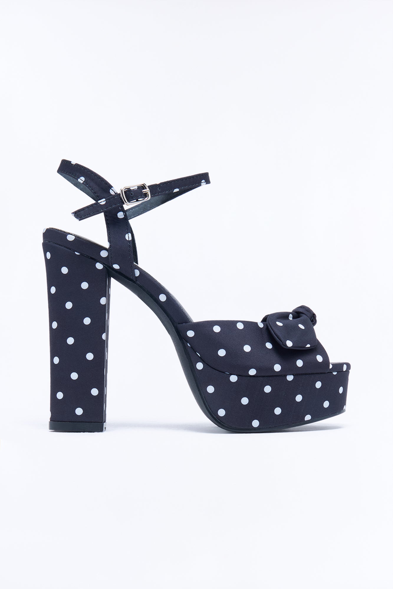 Play It Back Platform Polka Dot Heels - Black