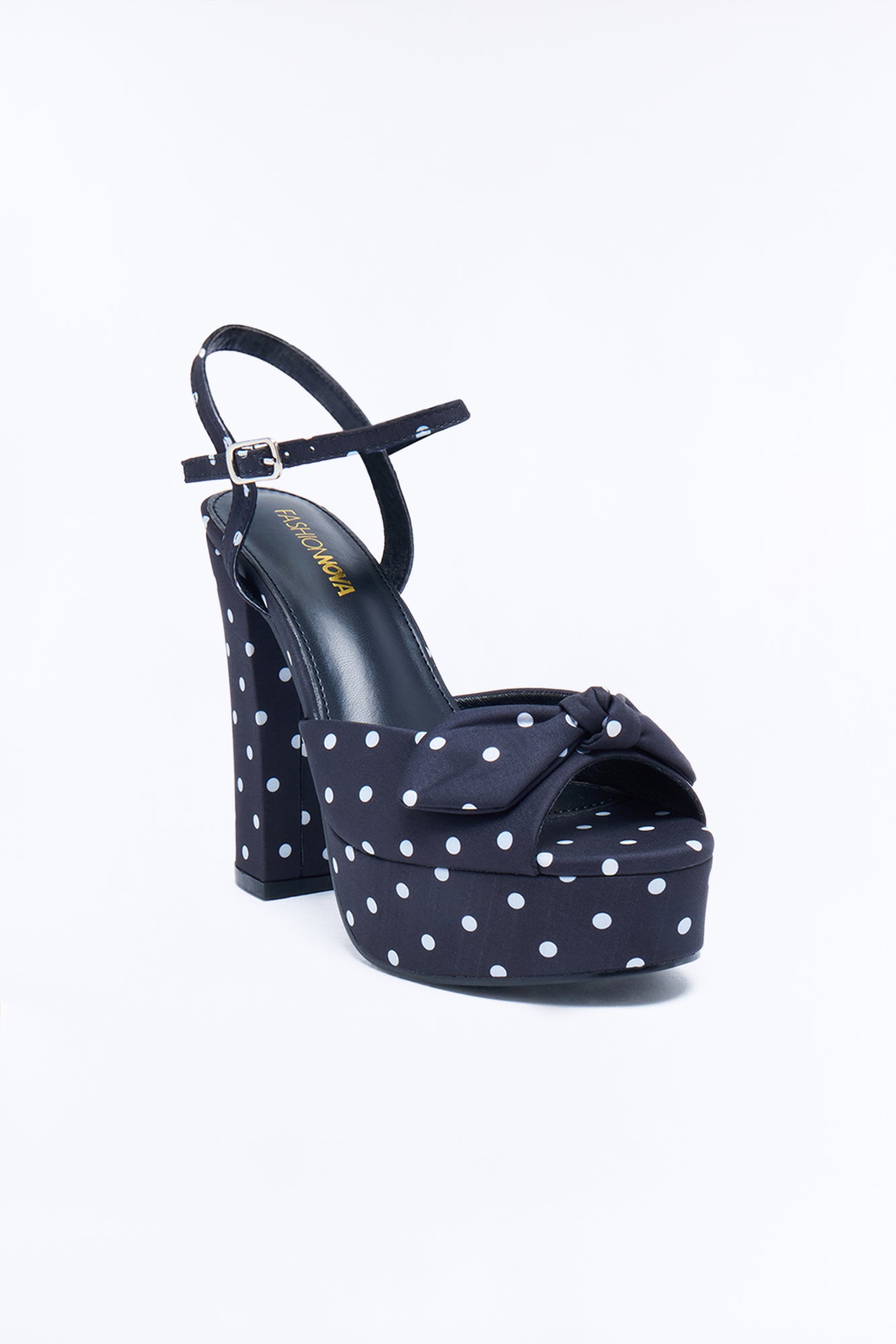 Play It Back Platform Polka Dot Heels - Black