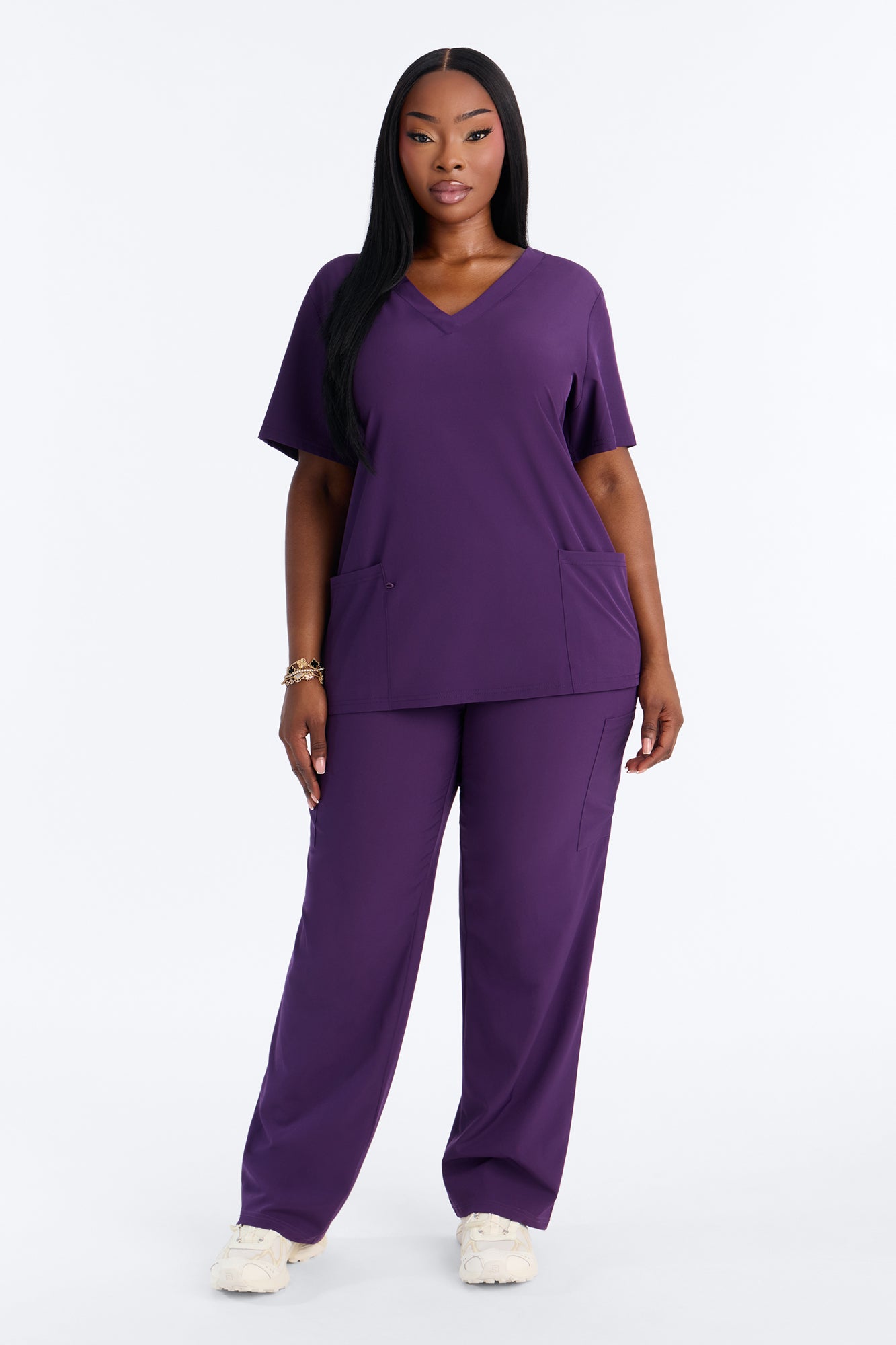 On Call Stretch Uniform Scrub Set - Eggplant