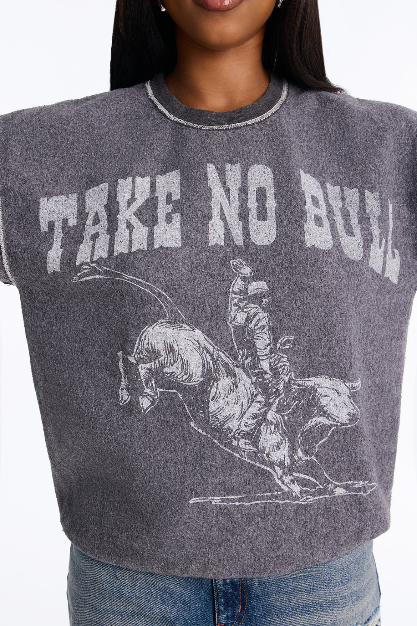 Take No Bull Reverse Fleece Sweatshirt - Black Wash