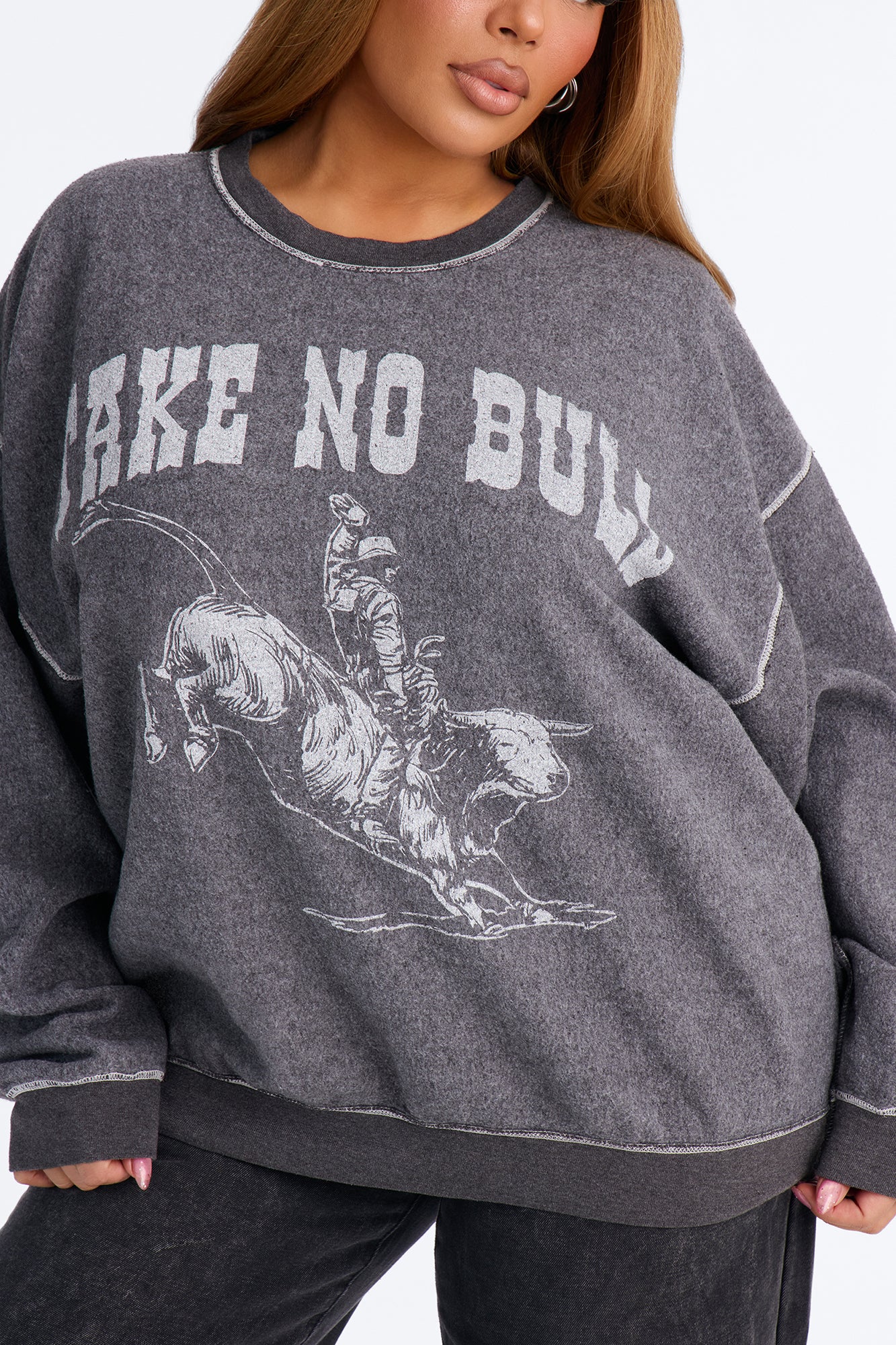 Take No Bull Reverse Fleece Sweatshirt - Black Wash