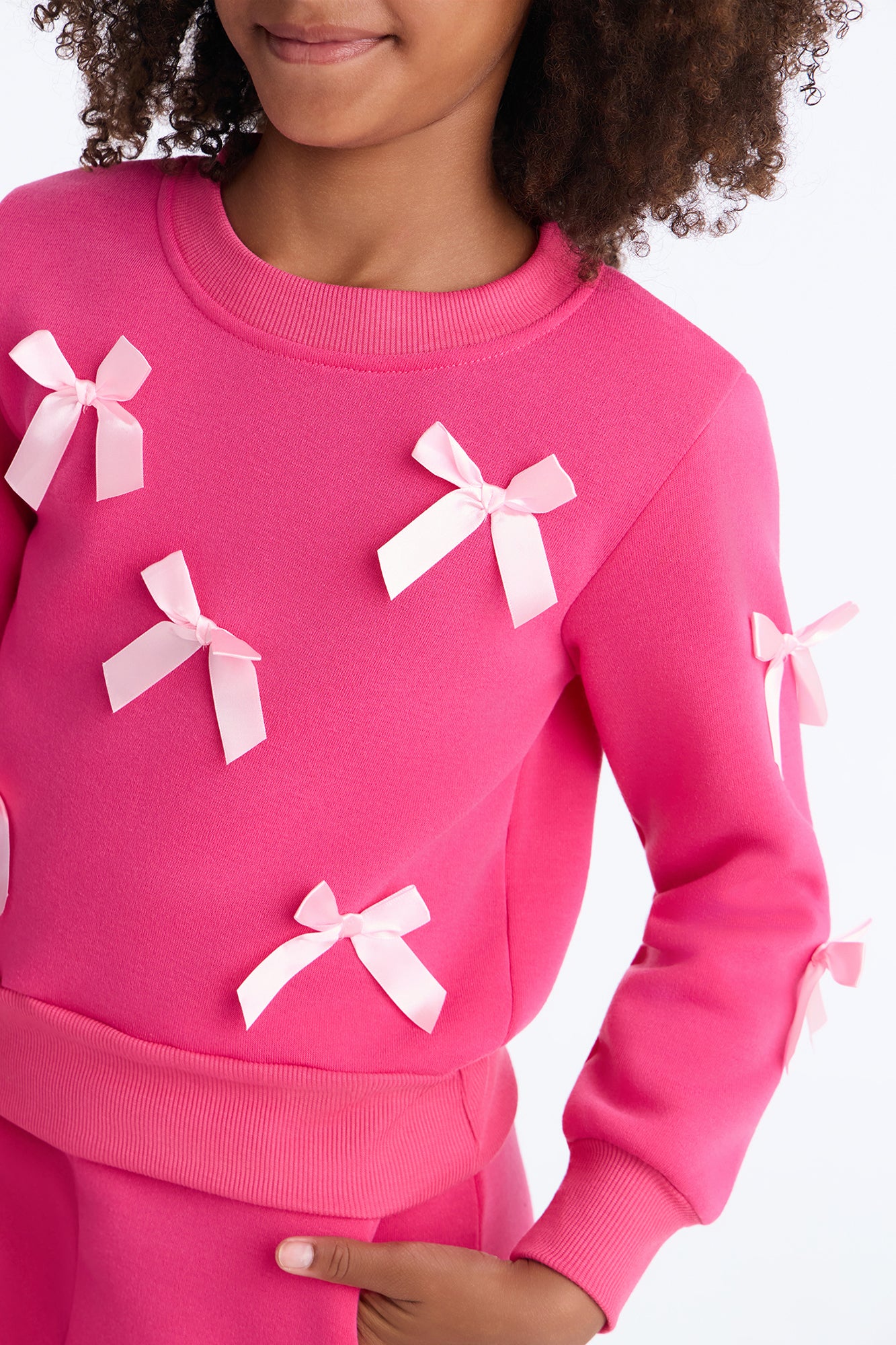 Mini Simply The Prettiest Sweatshirt And Pant Set - Hot Pink