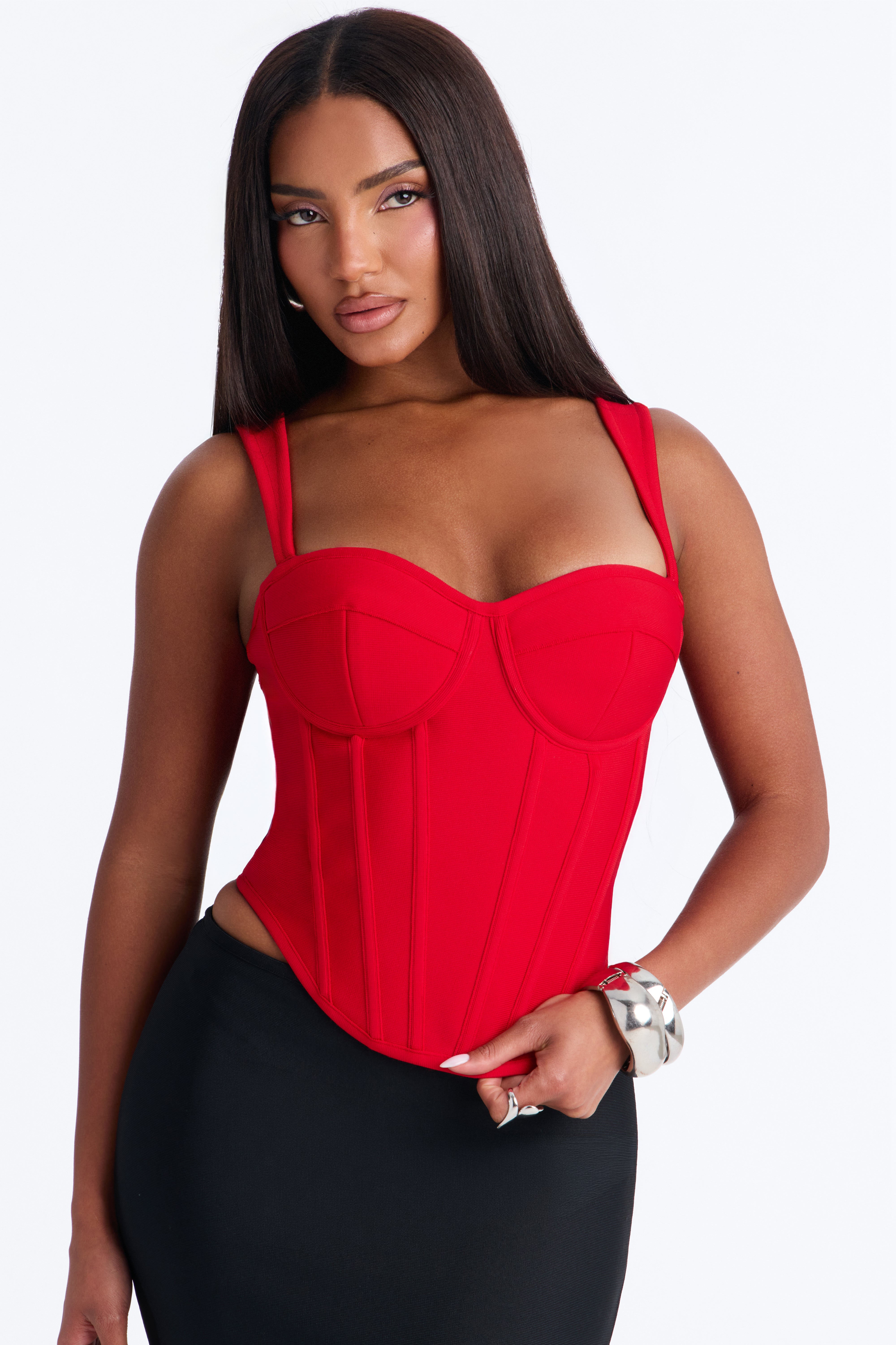 Cece Bandage Corset Top - Red
