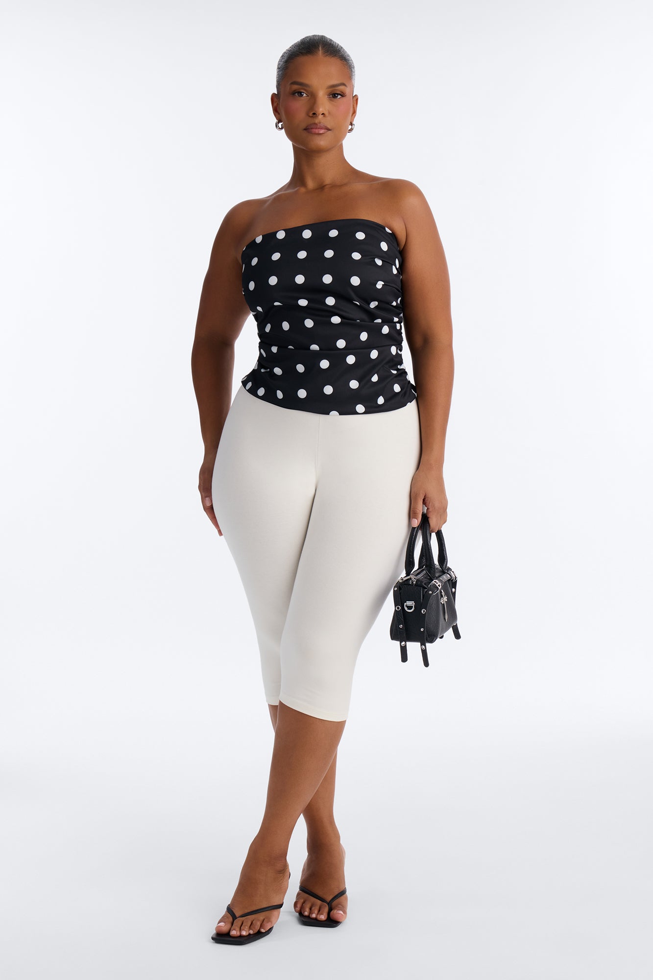 Dots Before Drama Smocked Tube Top - Black/White