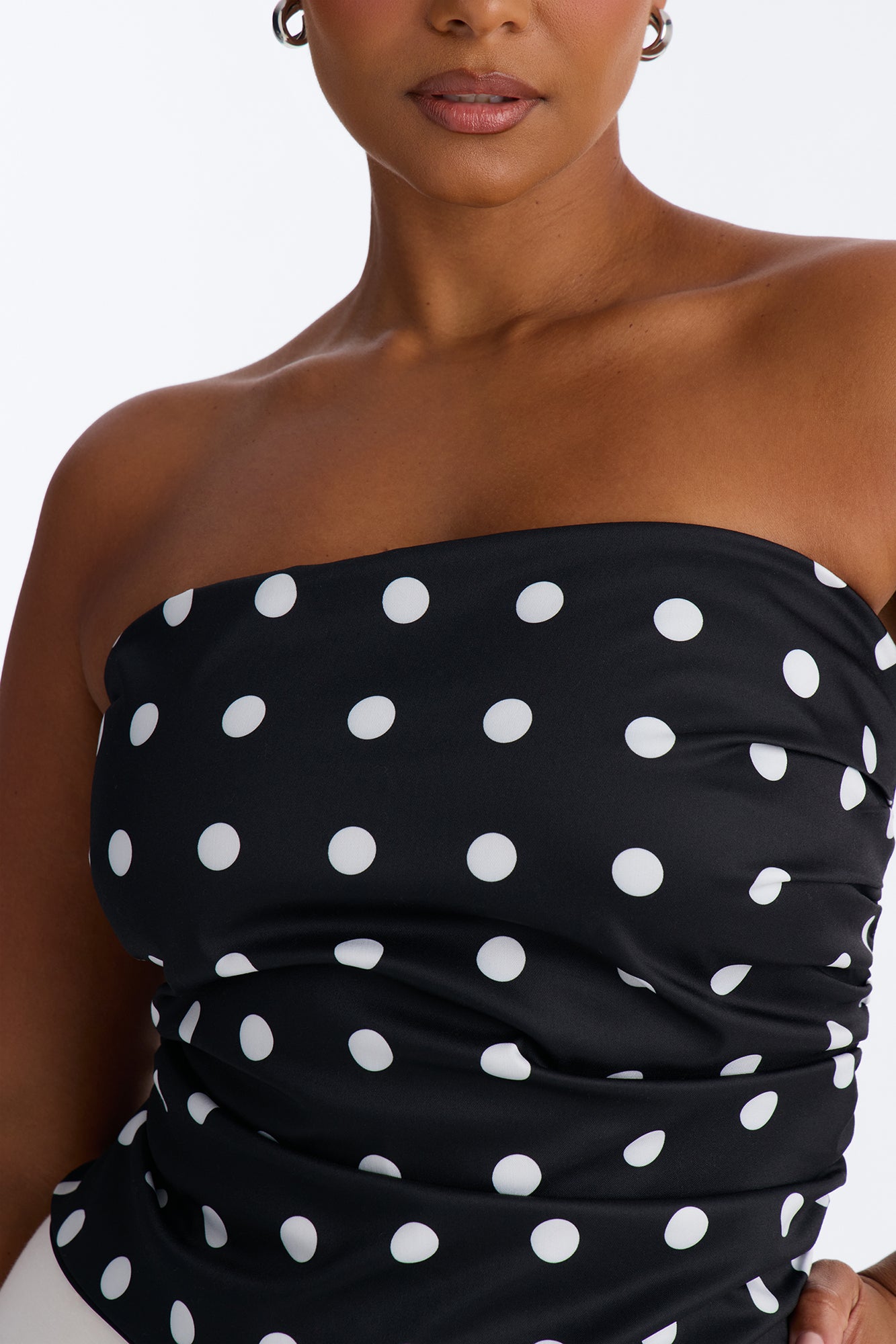 Dots Before Drama Smocked Tube Top - Black/White