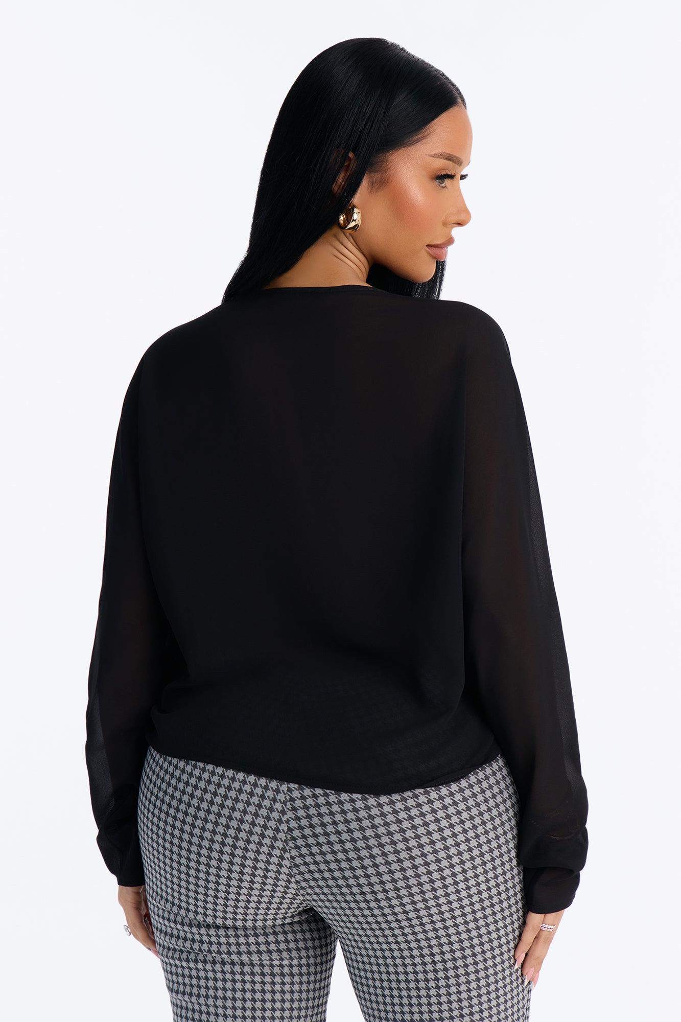 Collecting Cities Twisted Chiffon Blouse - Black