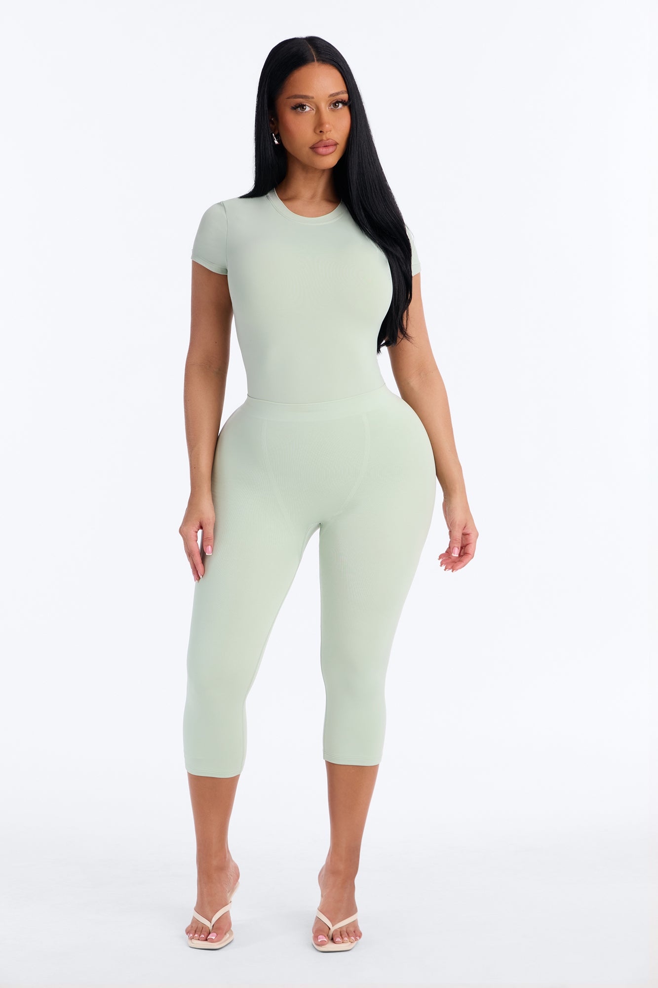 Second Skin Double Lined Crew Neck Short Sleeve Bodysuit - Mint