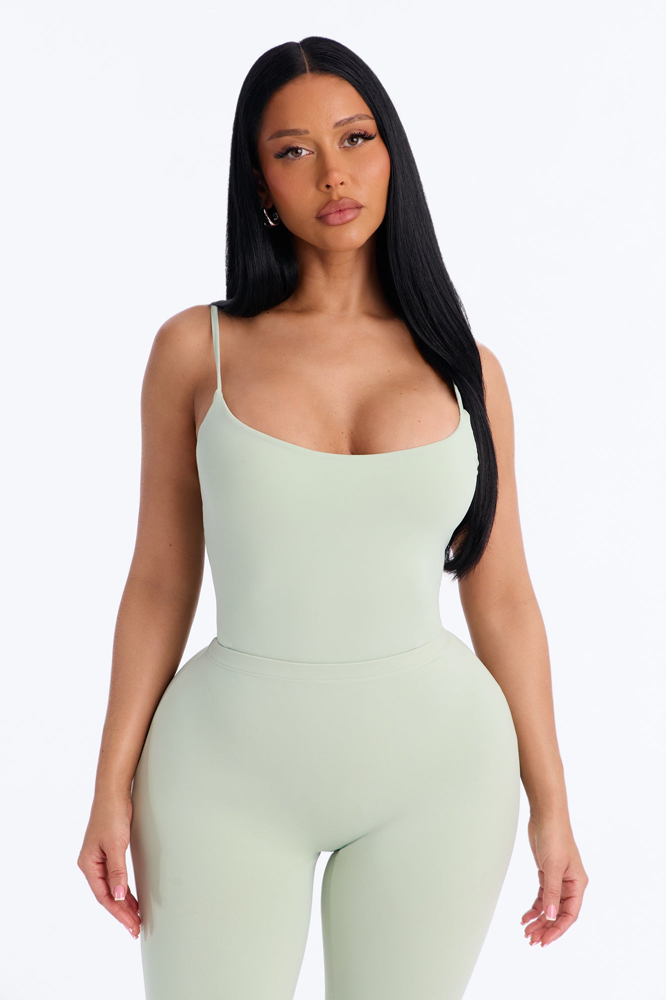 Second Skin Double Lined Square Neck Cami Bodysuit - Mint
