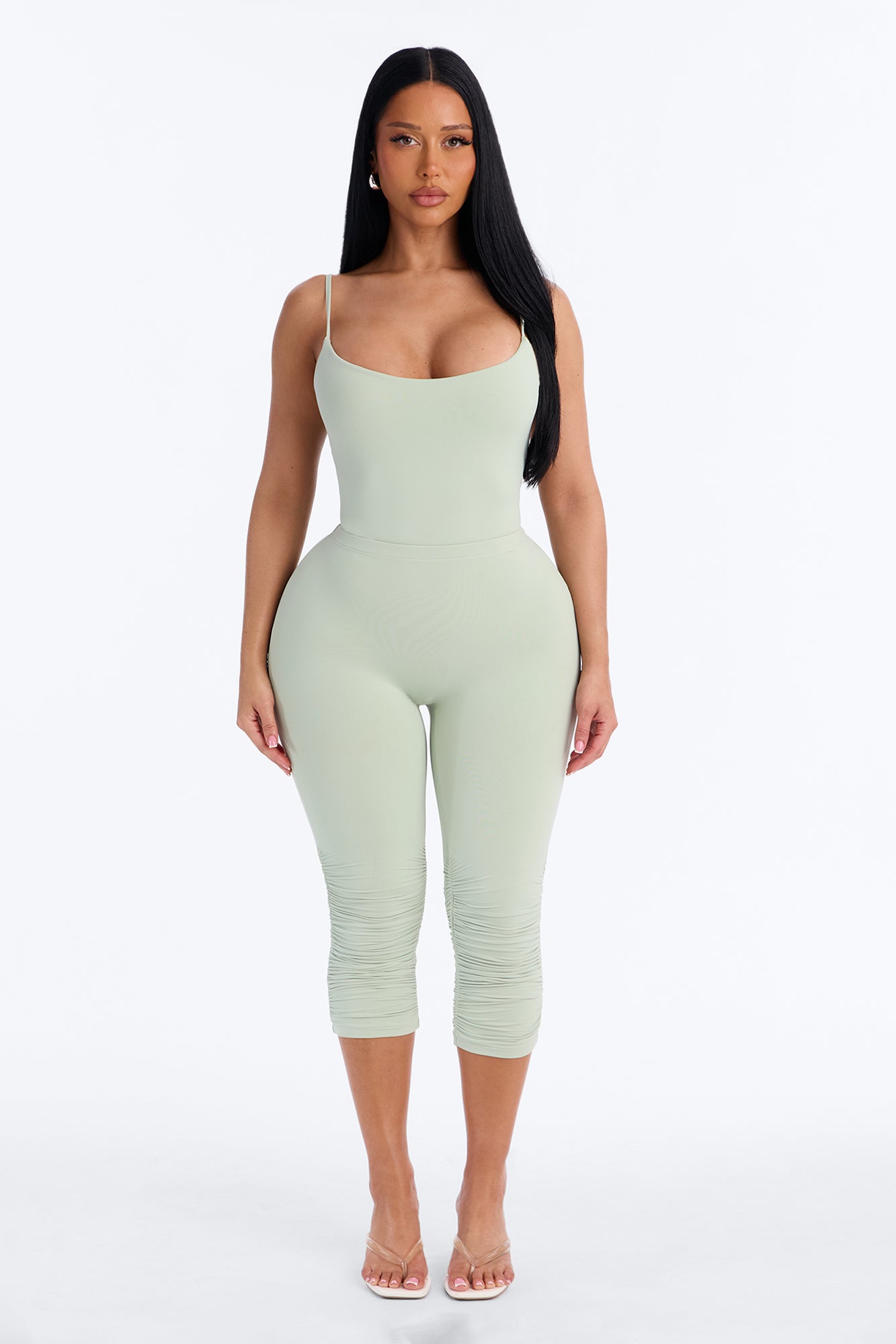 Second Skin Double Lined Square Neck Cami Bodysuit - Mint
