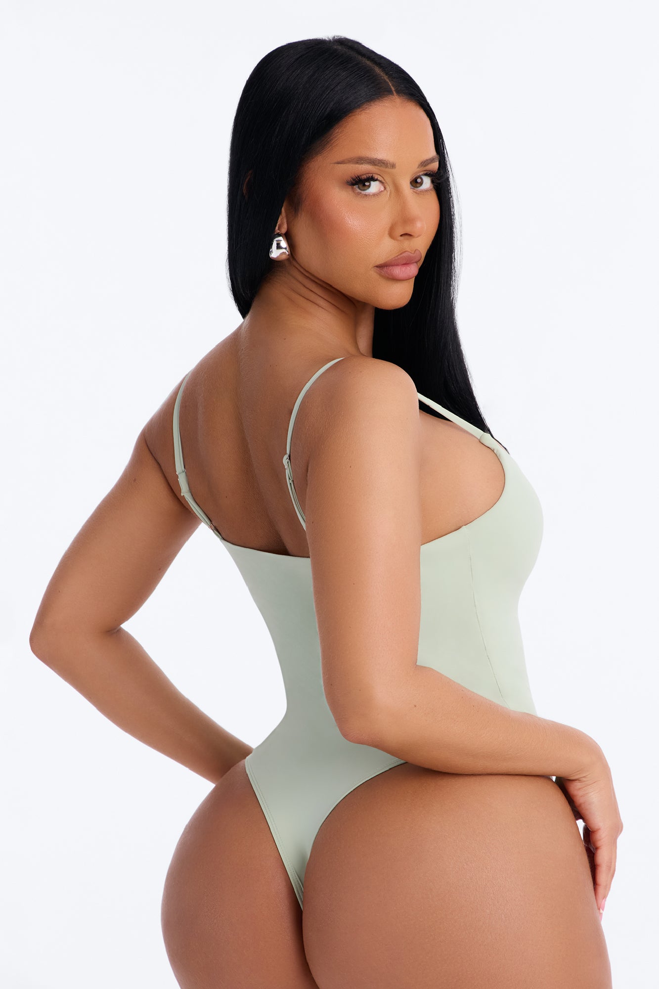Second Skin Double Lined Square Neck Cami Bodysuit - Mint