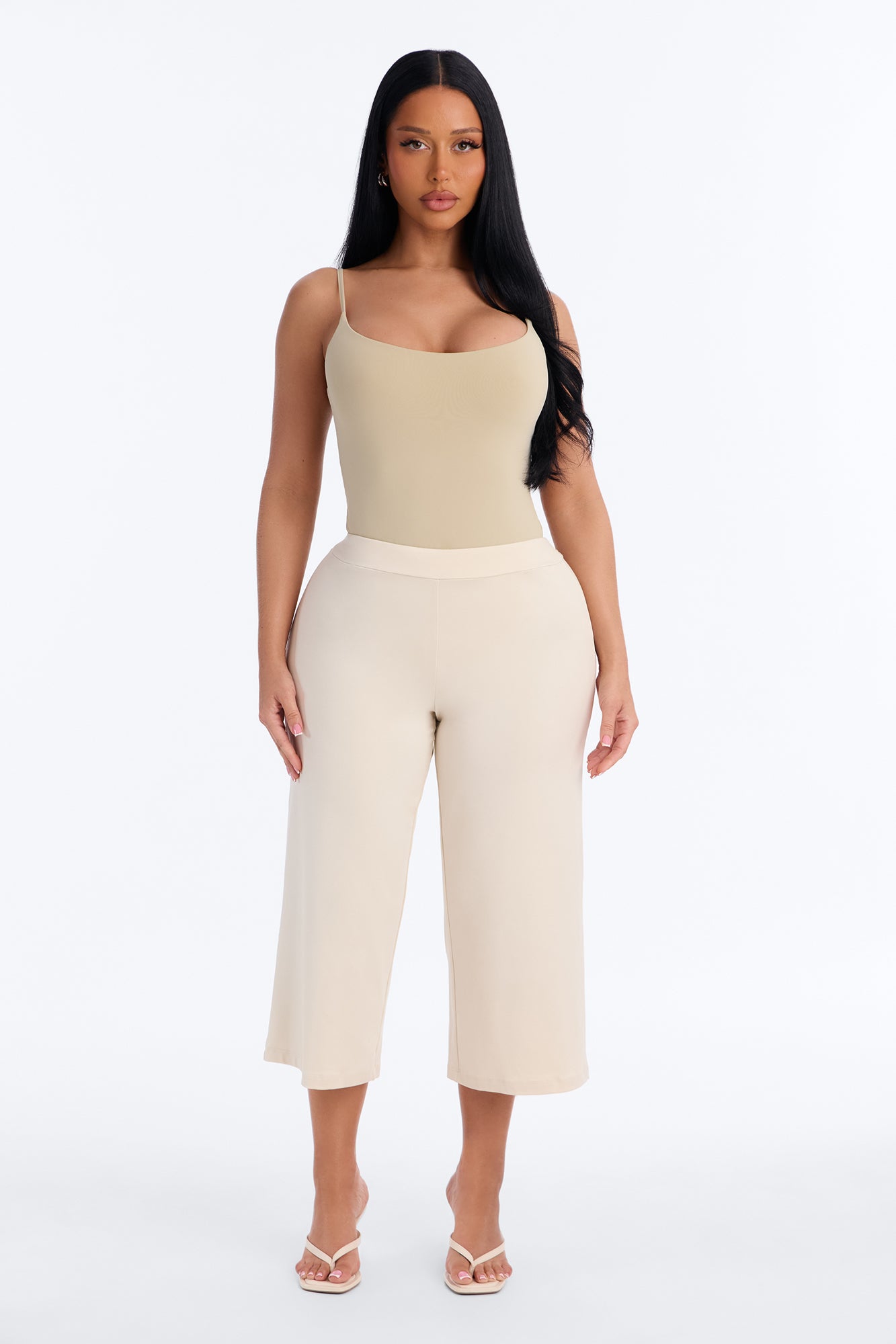 Second Skin Double Lined Square Neck Cami Bodysuit - Stone