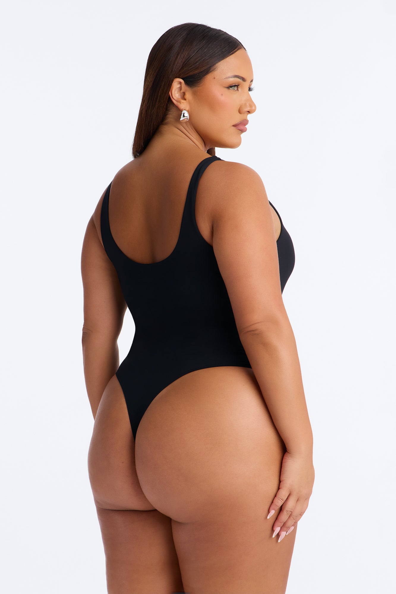 Second Skin Double Lined Square Neck Tank Bodysuit - Black