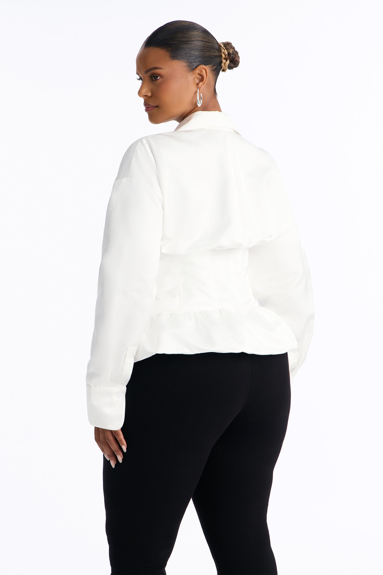 Elegant Desire Satin Corset Blouse - White