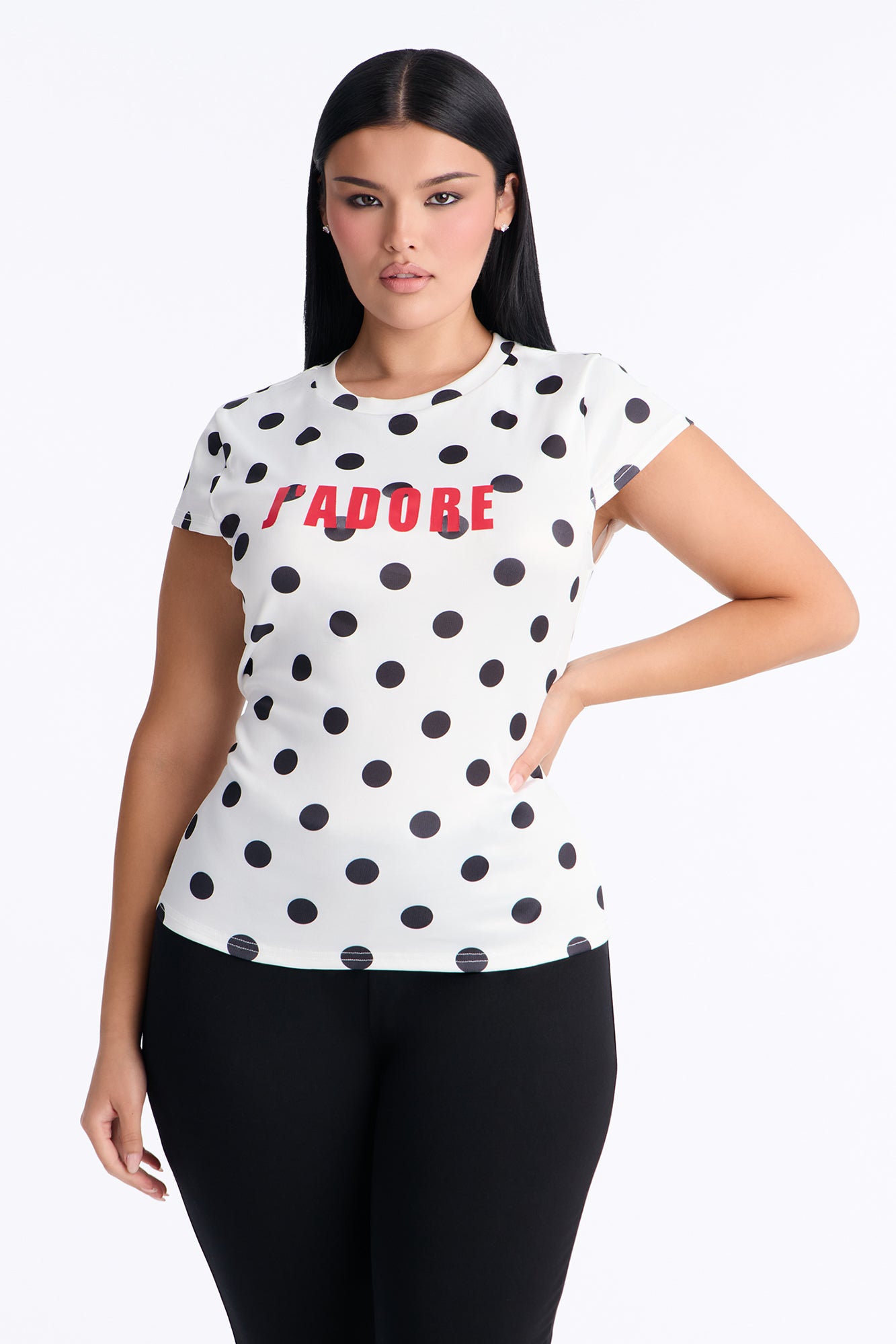 Jadore Moment Polka Dot Baby Tee - White