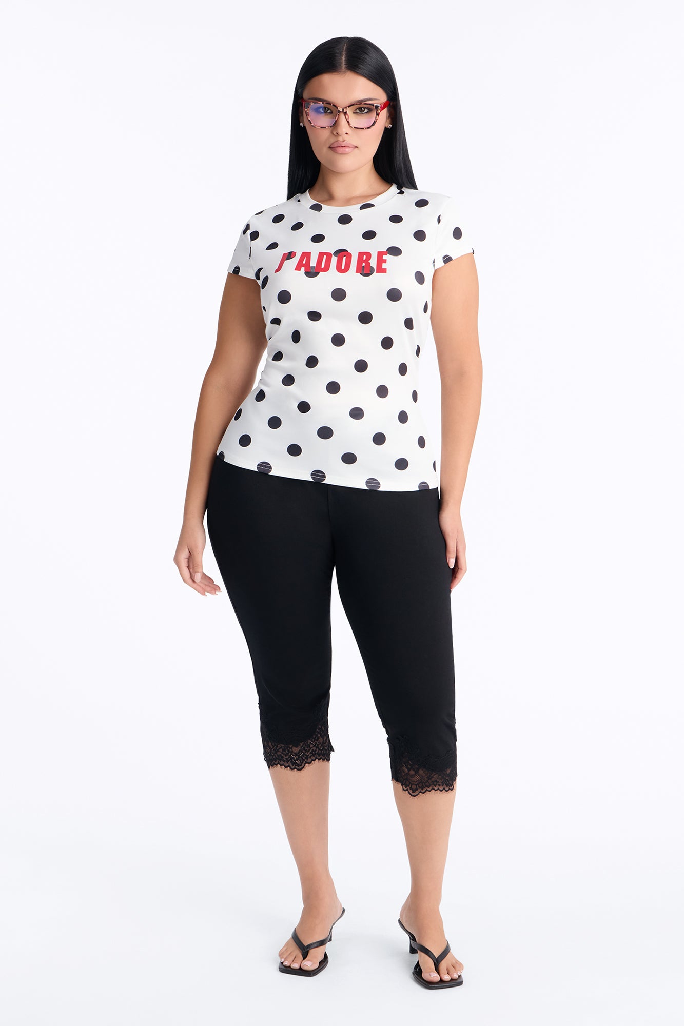 Jadore Moment Polka Dot Baby Tee - White