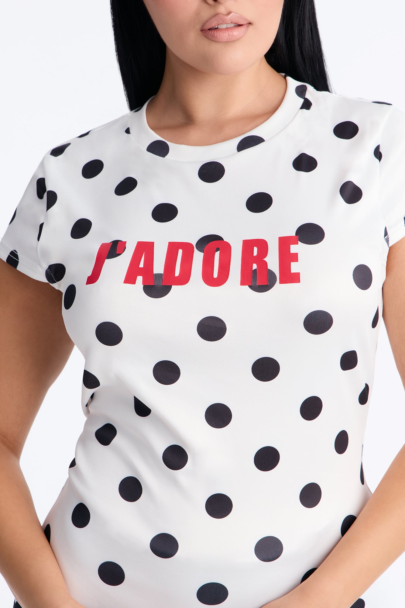 Jadore Moment Polka Dot Baby Tee - White