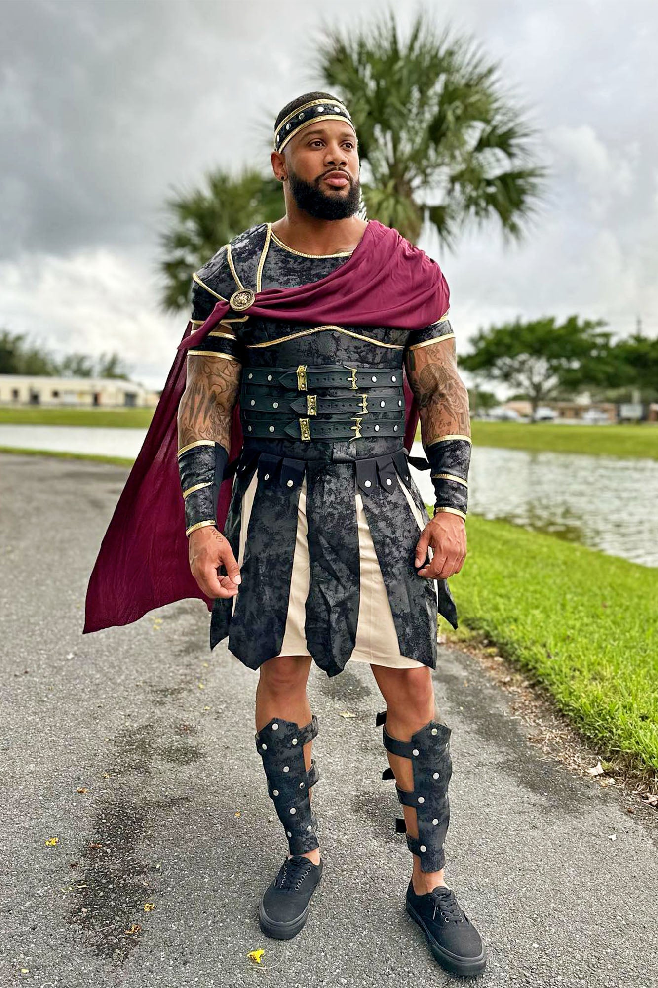 Gladiator Warrior 8 Piece Costume Set - Black/combo