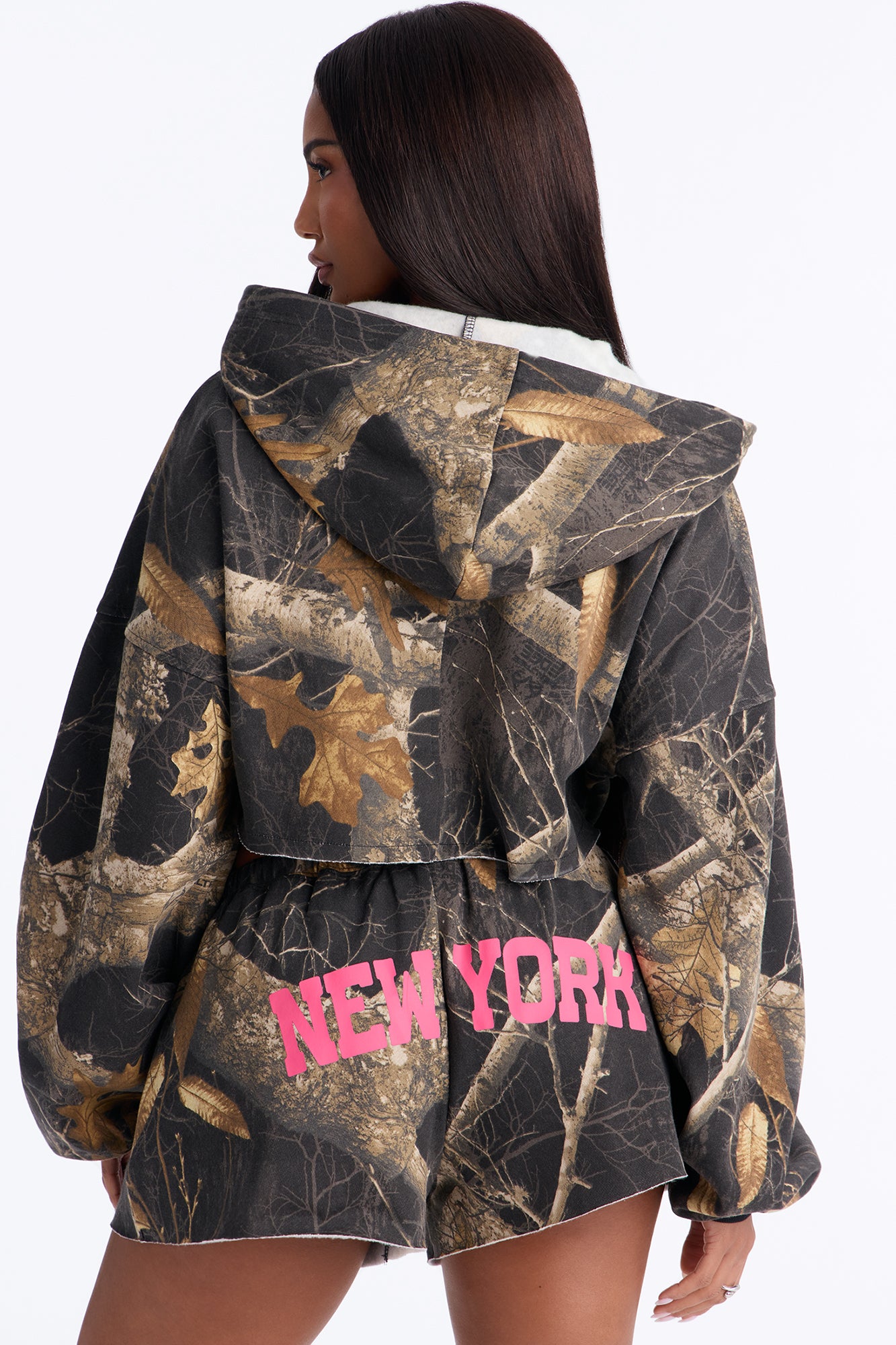 Realtree New York Cropped Zip Up Sweatshirt - Black/combo